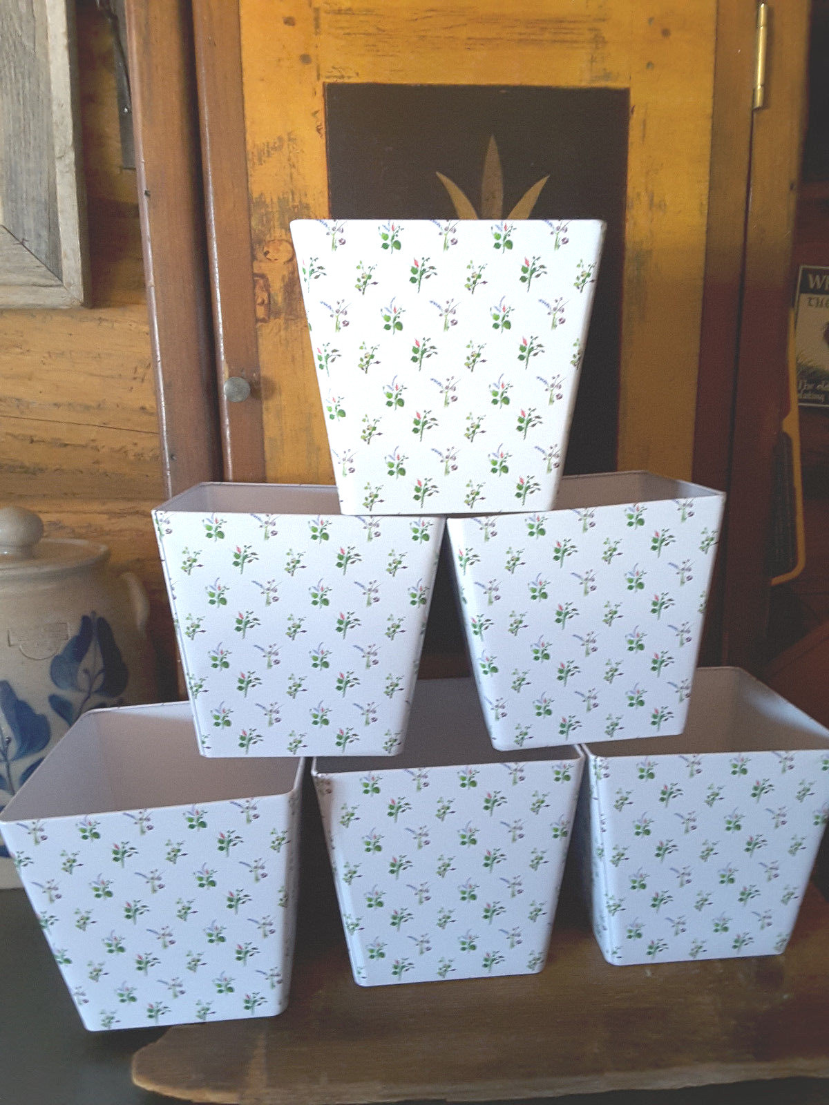 6. CRABTREE & EVELYN FLORAL GIFT/PLANTER Metal Containers~NEW~Great for DIY gift