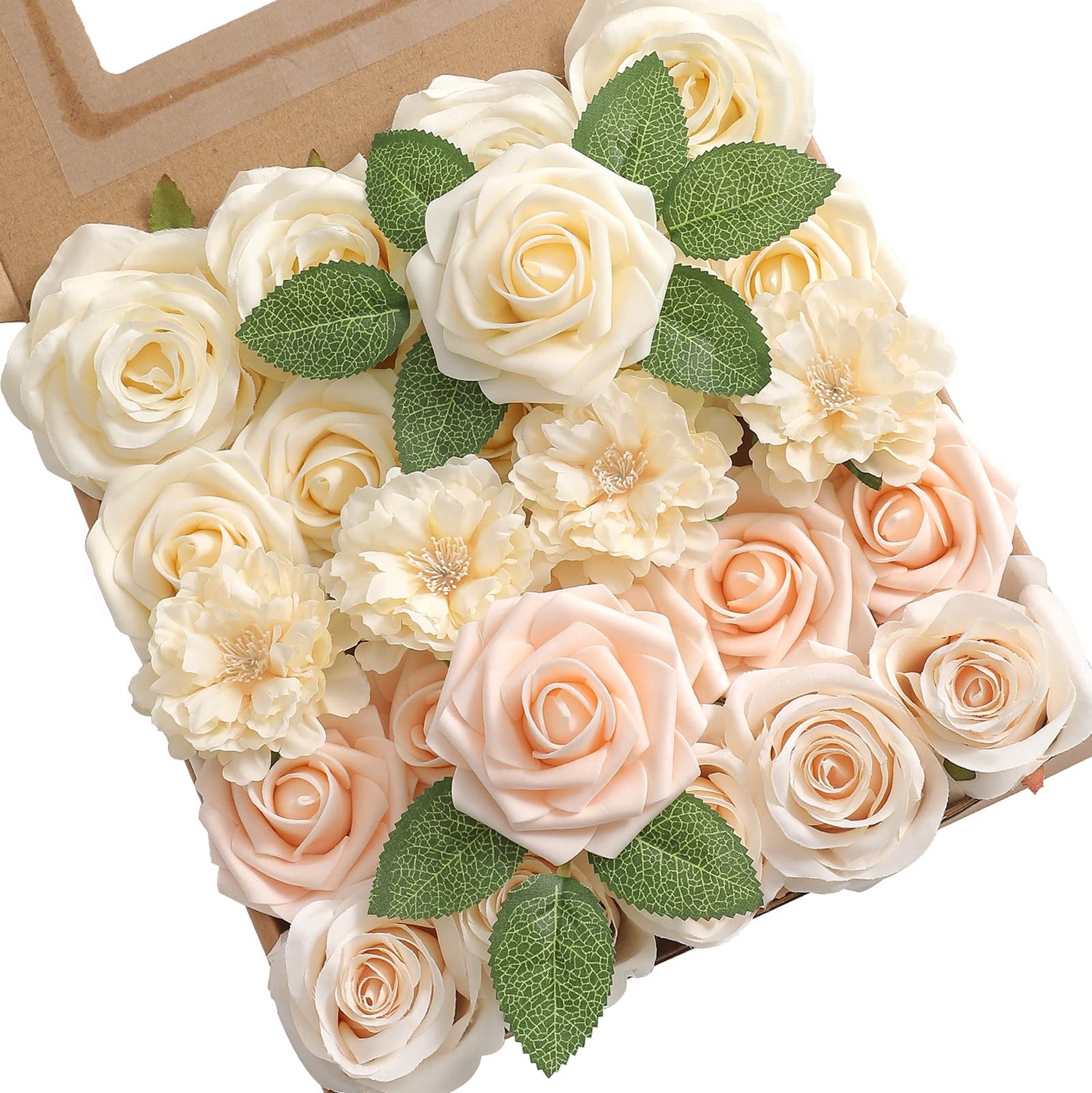 Champagne Artificial Flowers Box Set Gradient Color Foam and Silk Fake Flower…