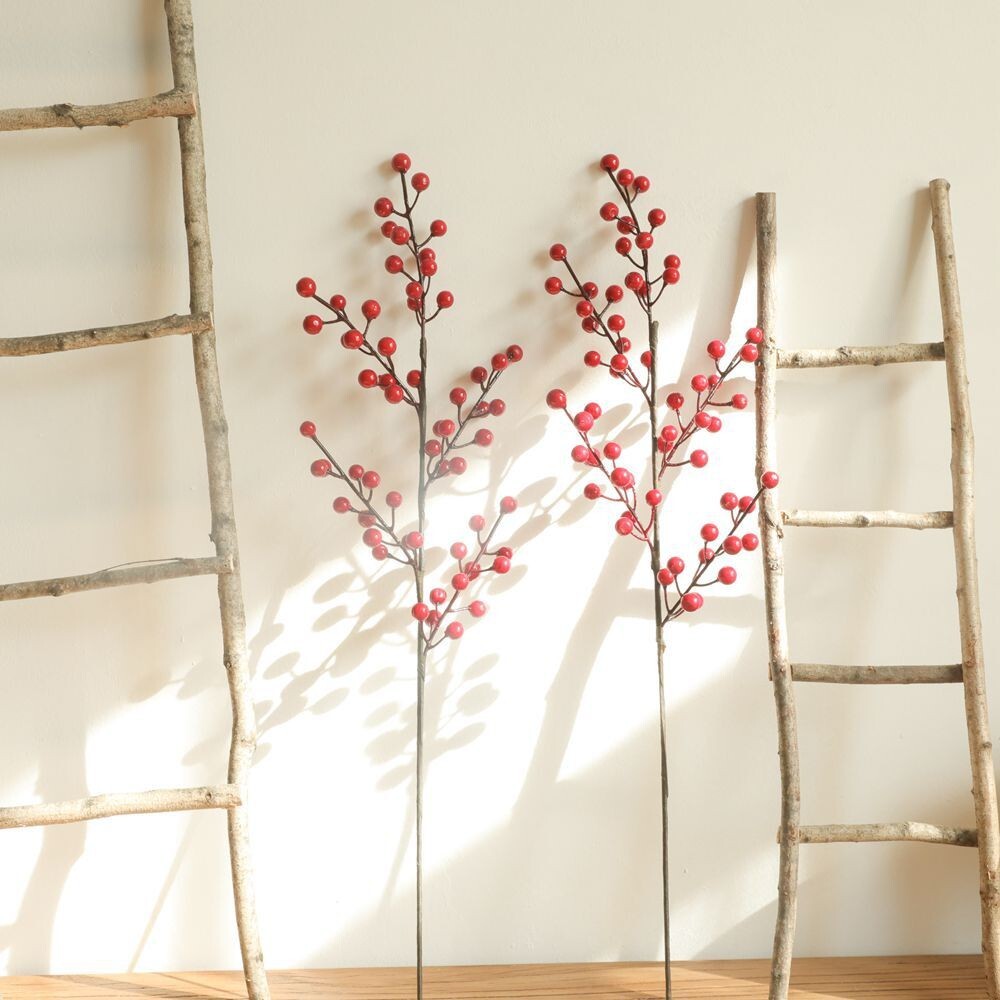 Set of 2 Artificial Christmas Berry Stems – Perfect for Holiday Decor