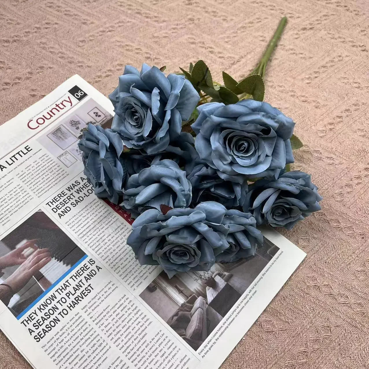 9 Head Diamond Roses European Artificial Flowers Home Wedding Rose Wedding Hotel