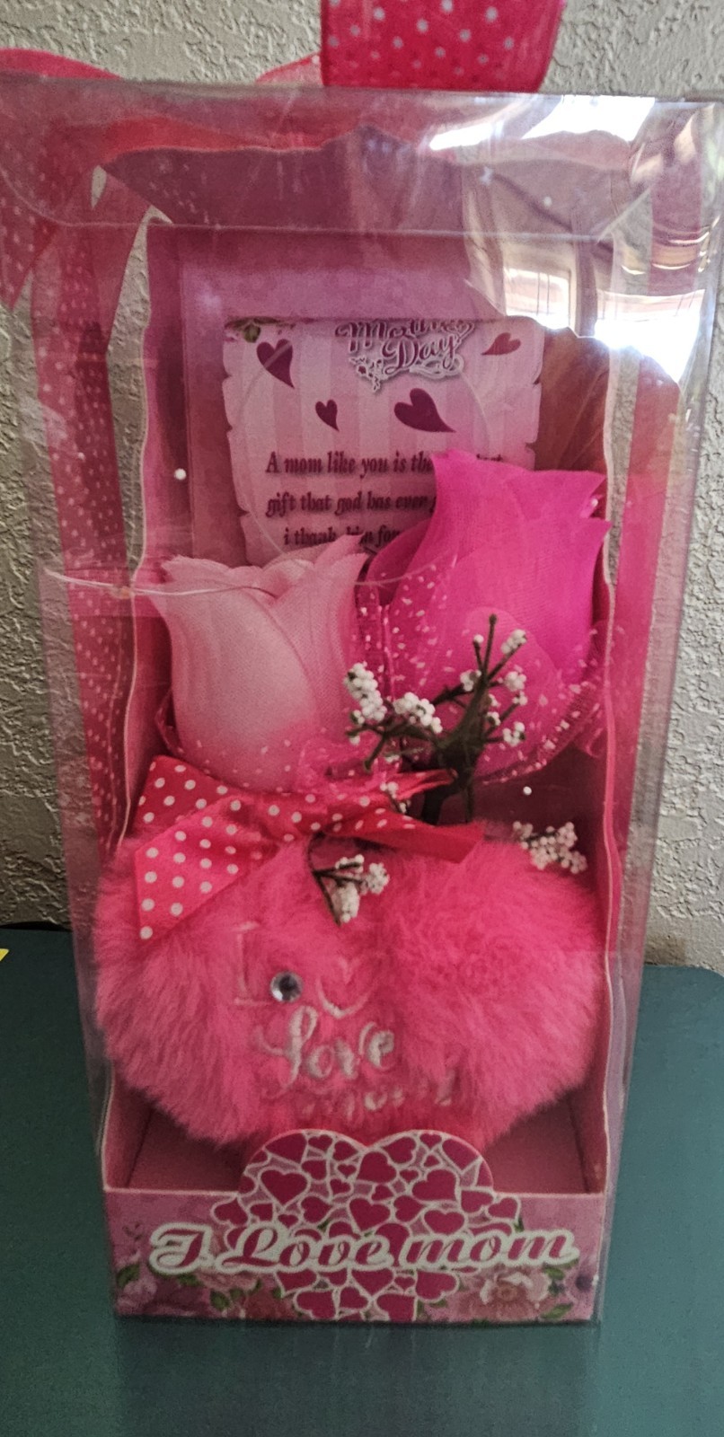 LED Pink Artificial Rose & Baby’s-Breath Flower Box Arrangement Mother’s Day