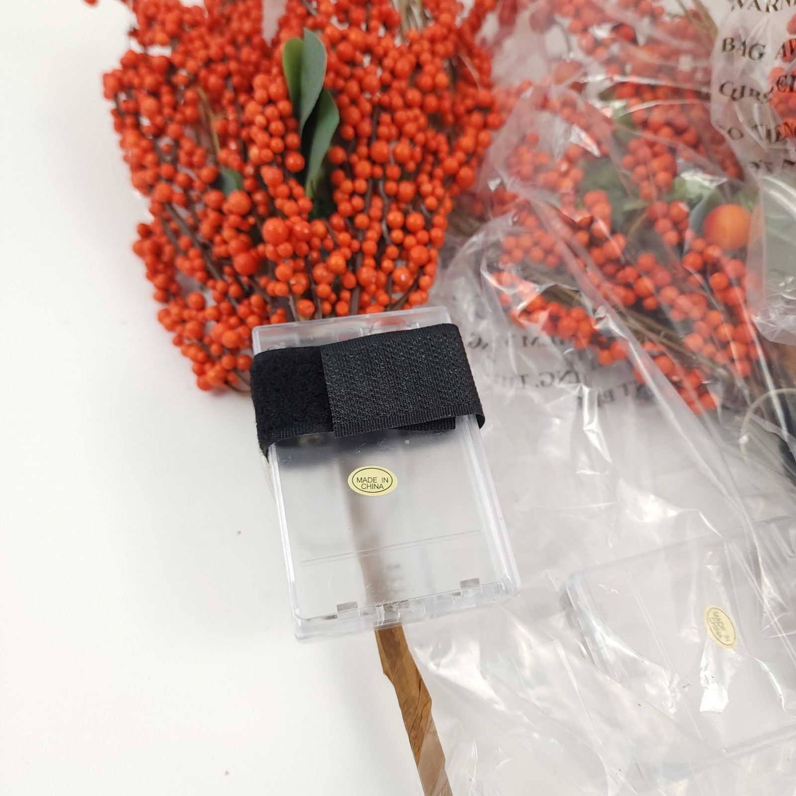 4 Lit Berry and Eucalyptus Picks by Valerie Harvest Orange Holiday Decor