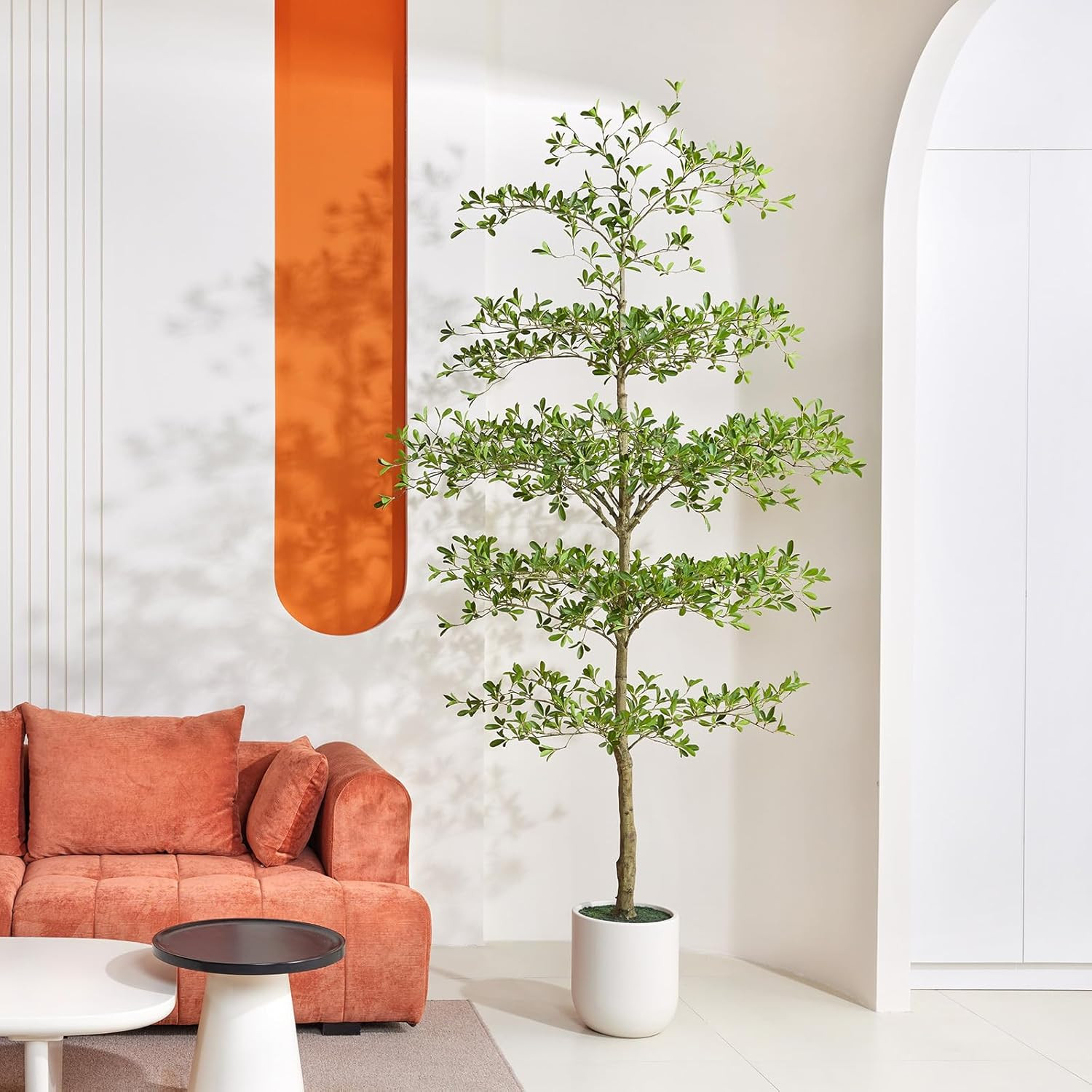 9FT Faux Black Olive Tree with White Planter – Elegant Indoor Decor