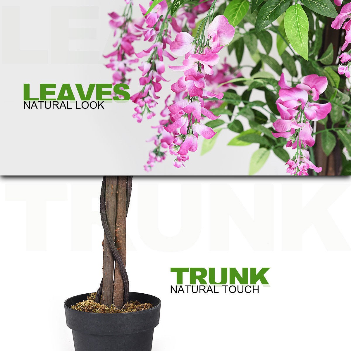 Costway 6 FT Artificial Wistera Silk Tree Pink Flower Indoor Outdoor Home Décor