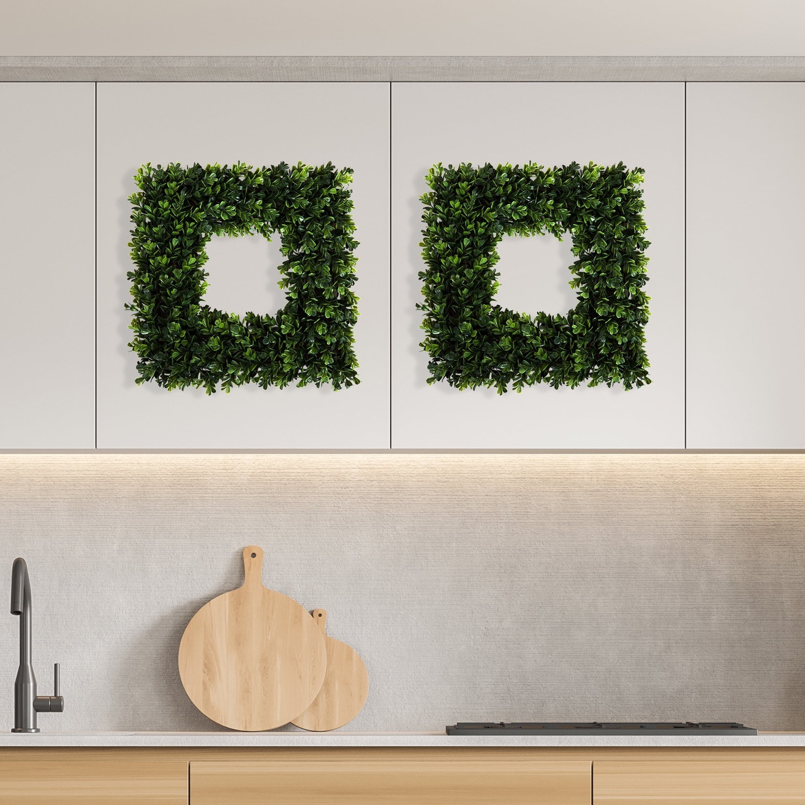 Set of Two 16.5-Inch Indoor/Outdoor Artificial Boxwood Wreaths