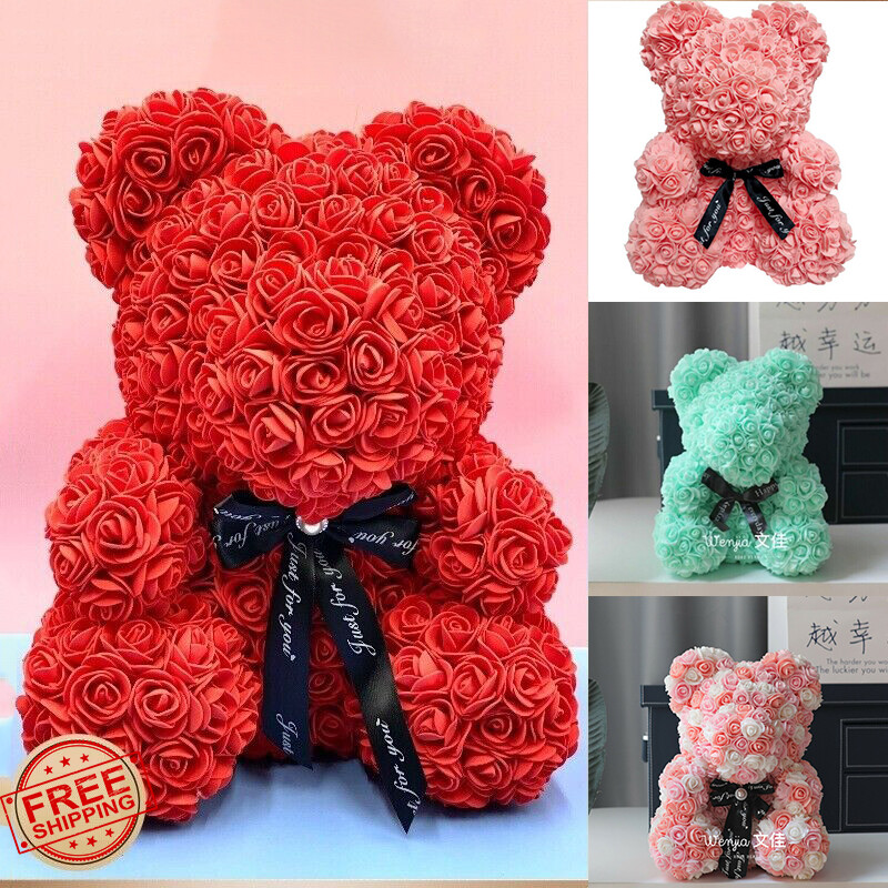 15″ Artificial Rose Teddy Bear Birthday Valentine’s Day Gift for Girlfriend Wife