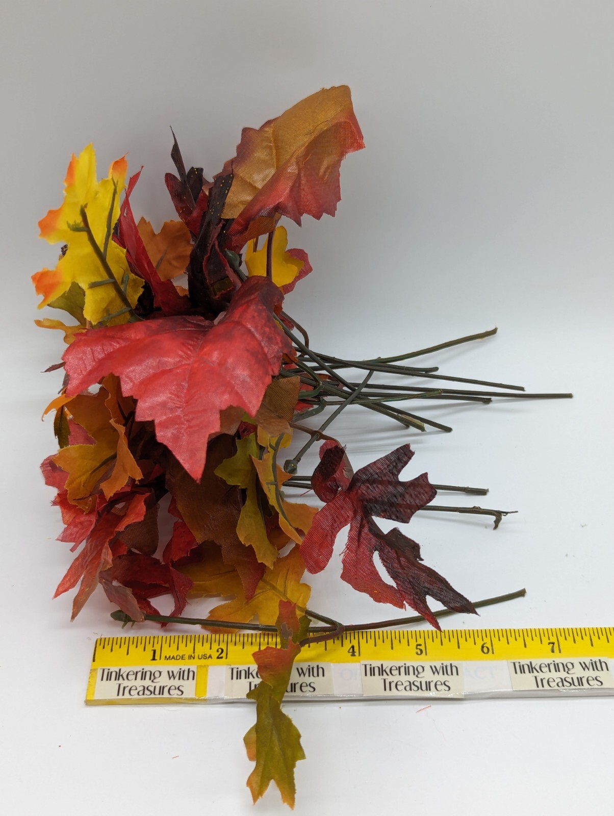 Thanksgiving Display Pcs Maple & Oak Leaves Bunches Stems Plastic Covered Wire