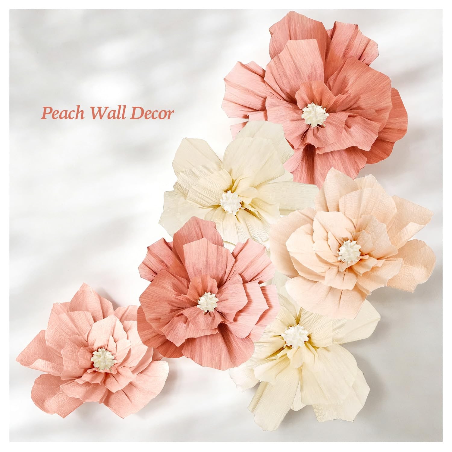 Beige Sweet Peach Paper Flowers Boho Party Decorations Artificial 3D Wall Déc…
