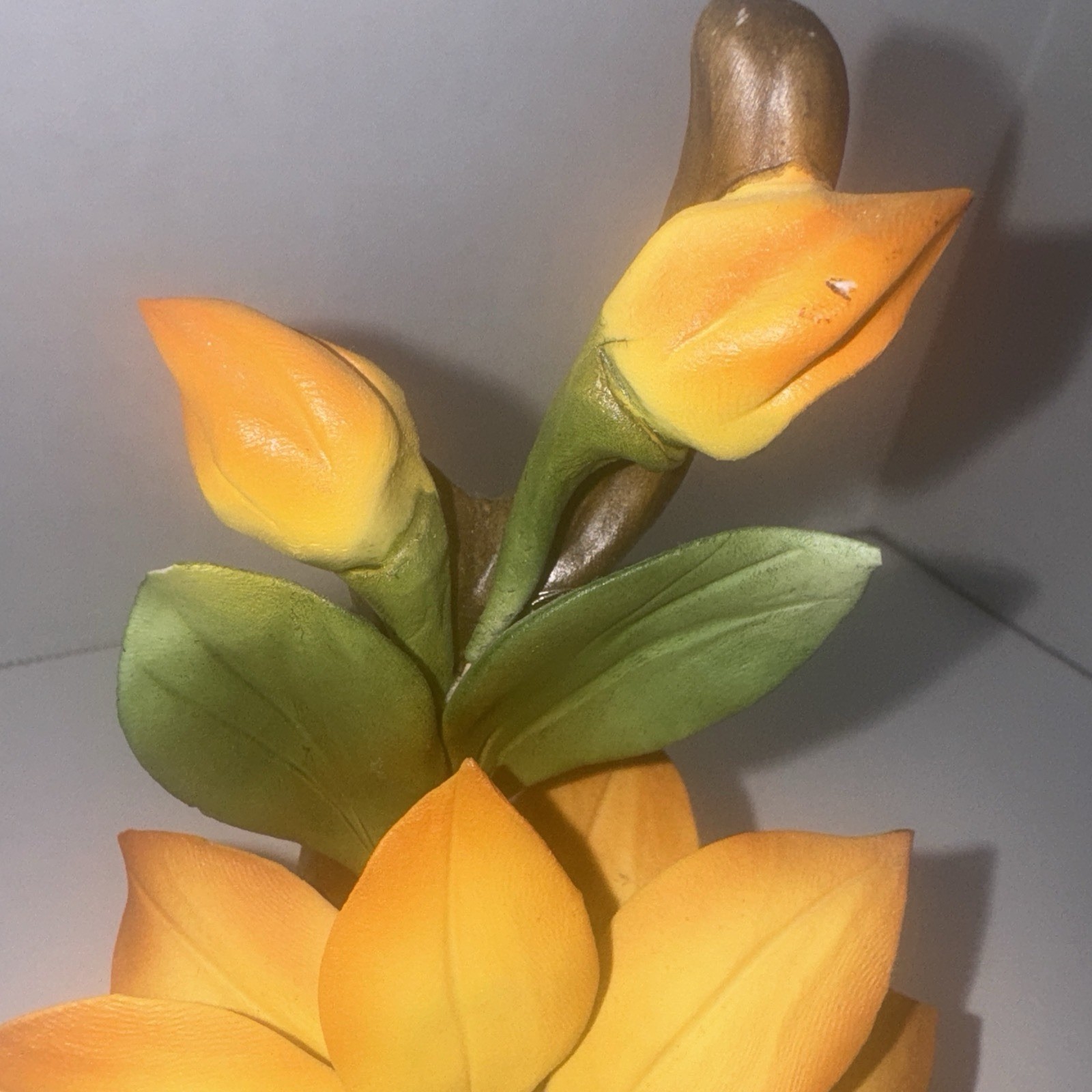Capodimonte Orange Black Eyed Susan Floral Sculpture Made In Italy 6 3/4”