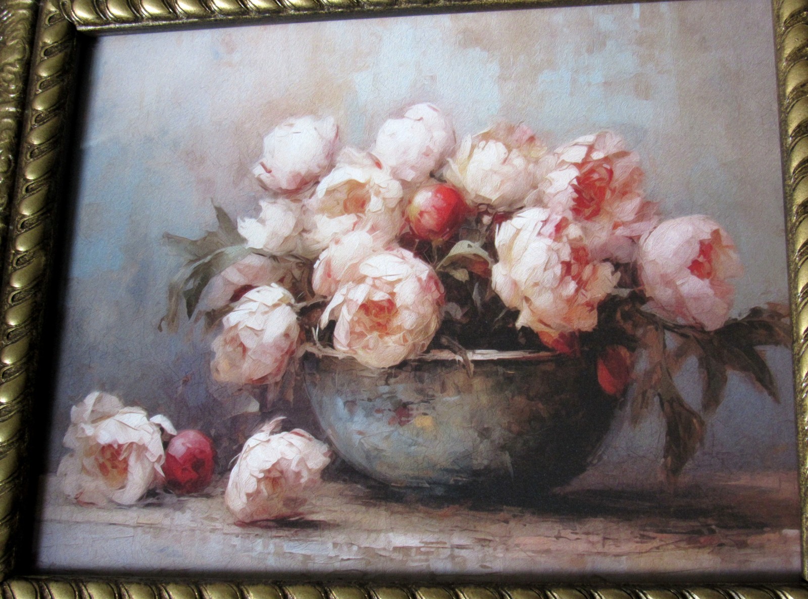 Pink Peony Home Decor,Antique Gold 8×10,Baroque,Victorian,Grand Millennial,Rose