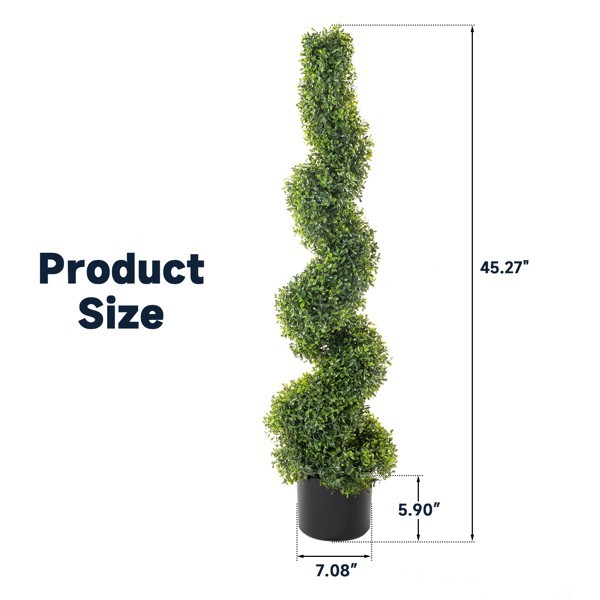 2pcs Green 115cm Spiral Boxwood PVC Artificial Tree Greenery Plants Topiary Tree