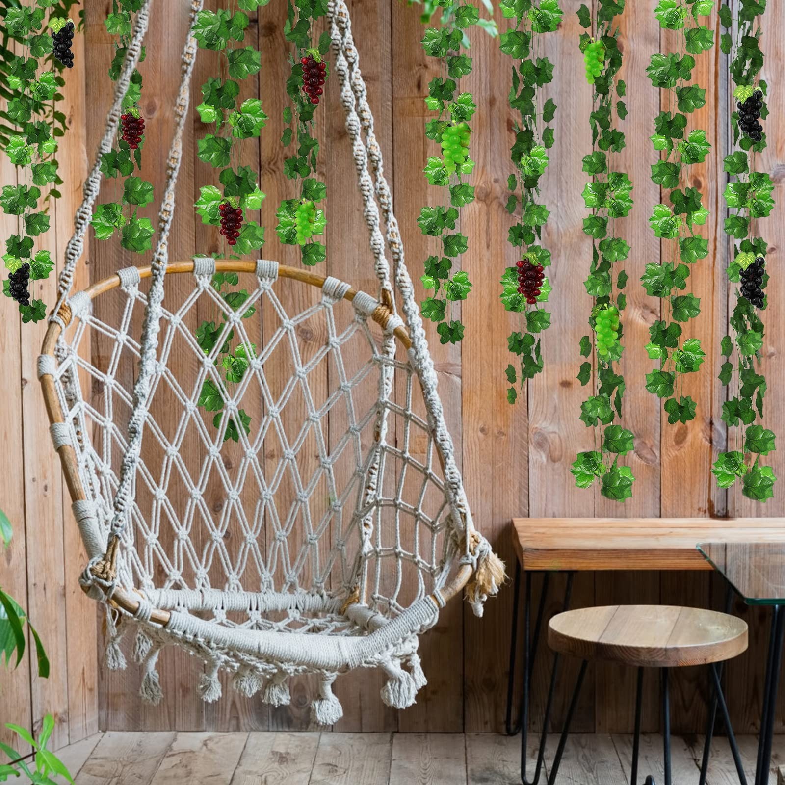 12 Strands 90 ft Artificial Fake Grape Vines with 9 Strings Grapes, Hanging P…