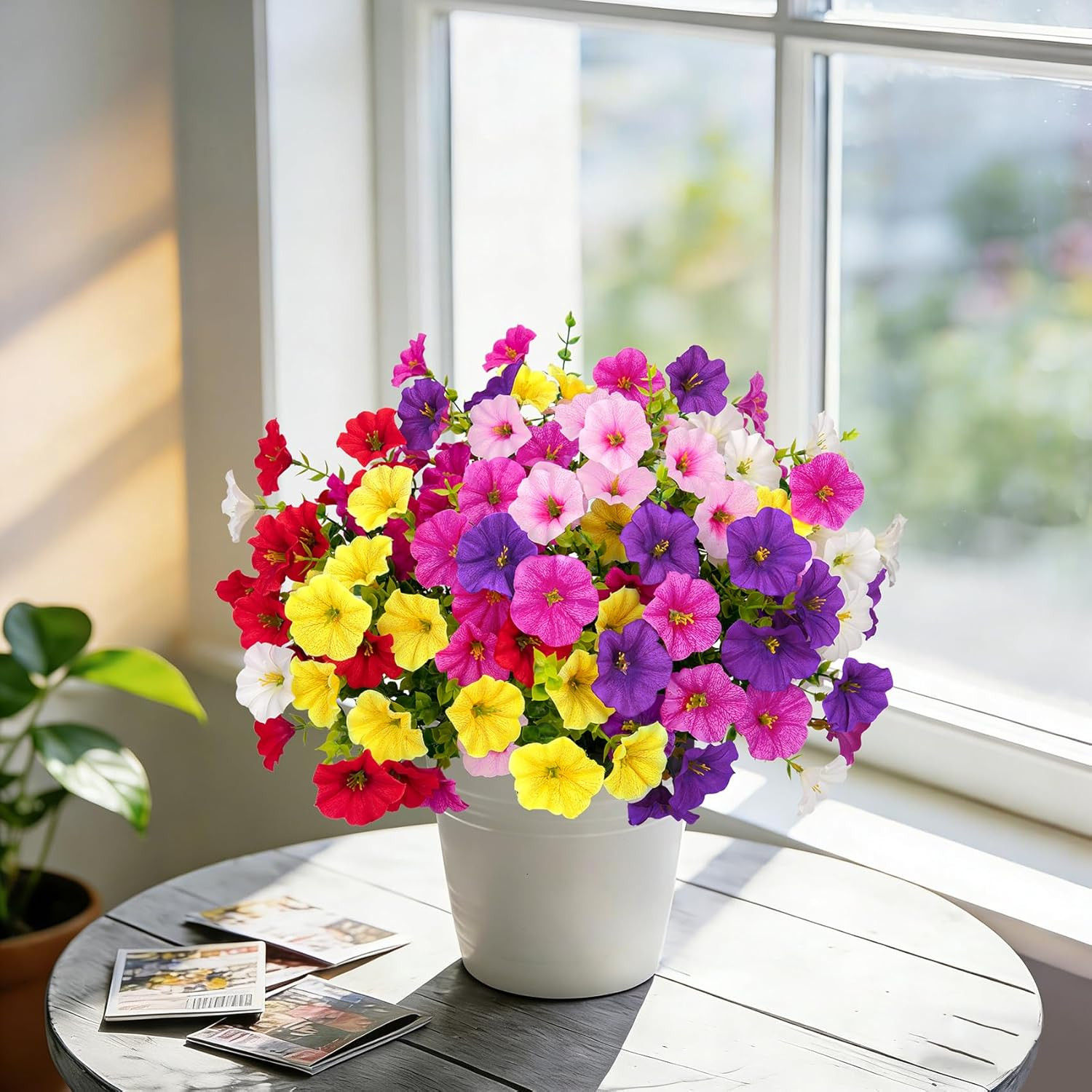 12 Bundles Artificial Flowers for Outdoors, Fake Flowers Silk Morning Glory with