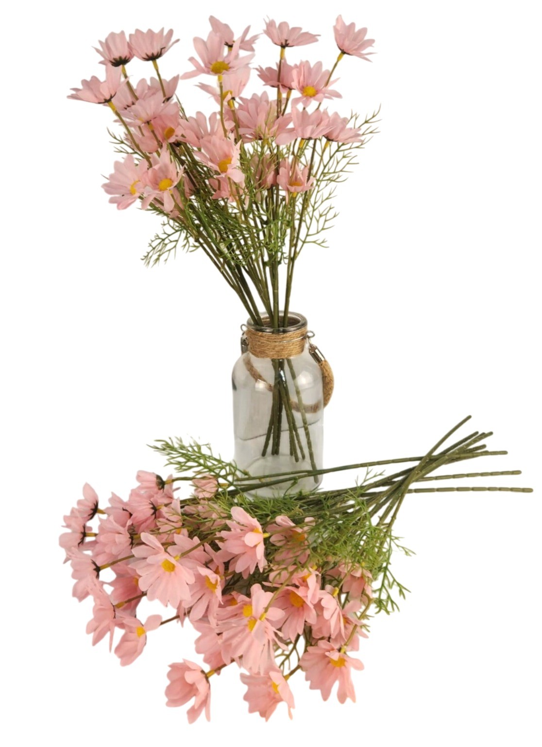 Blush Pink Faux Daisy Stem 20 Inch Artificial Wildflower Set of 6 Farmhouse Flor
