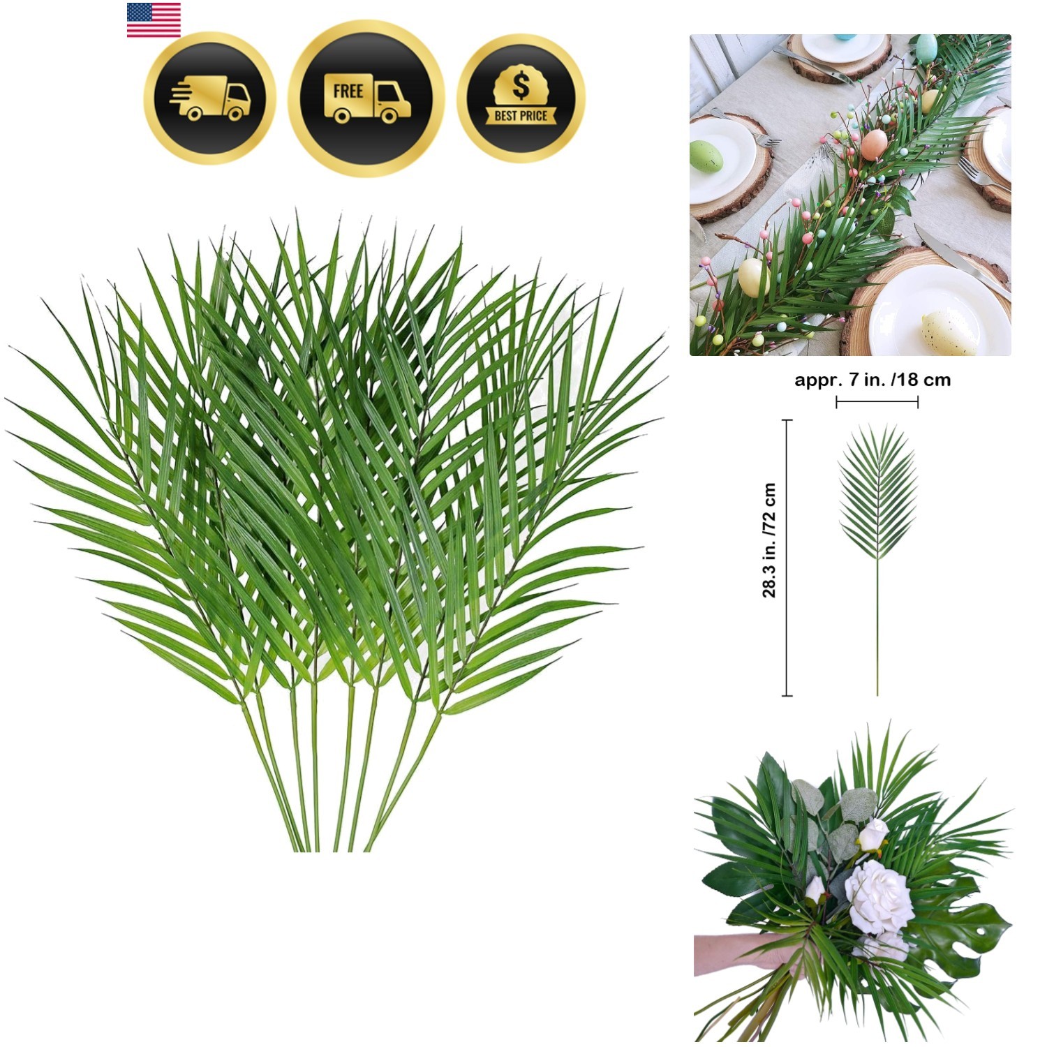 Artificial Palm Leaves Tall Faux Tropical Greenery for Wedding Decoration