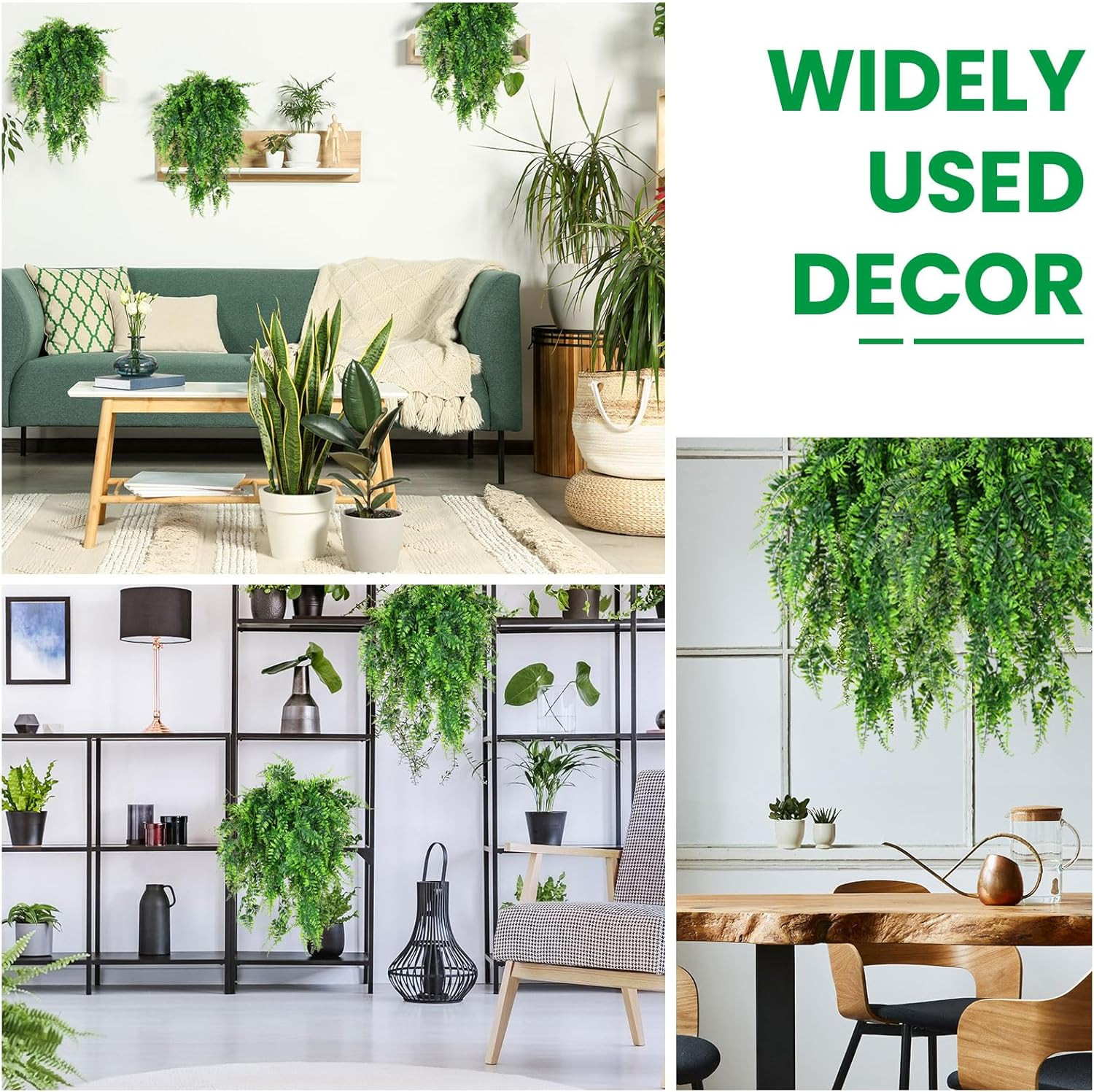 64 Pcs 32″ Artificial Boston Ferns for Indoor Outdoor Wall Decor