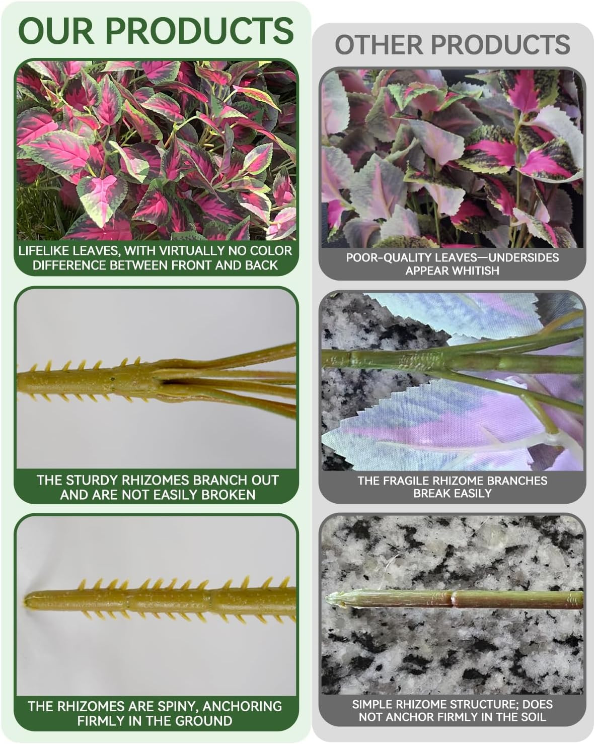 6 Pack UV Resistant Faux Coleus Plants for Outdoor Decor & Planters