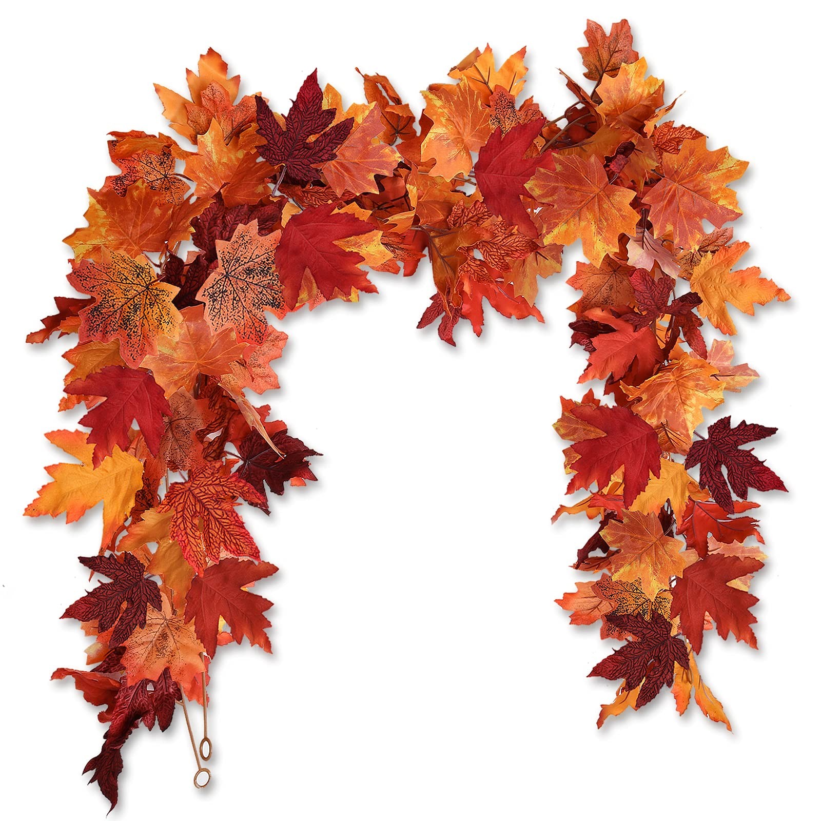 RECUTMS 2Pcs Artificial Autumn Maple Leaves Garland 2.5FT Fall Decor