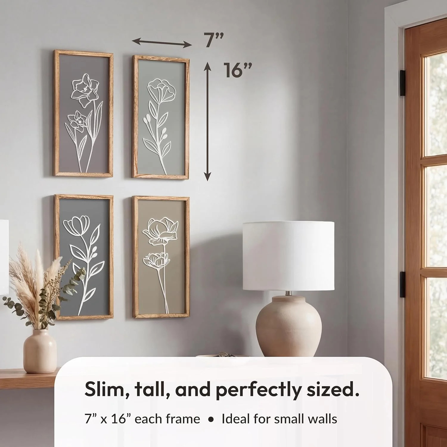 Elegant 3D Wooden Wall Decor – Botanical Bathroom & Living Room Set