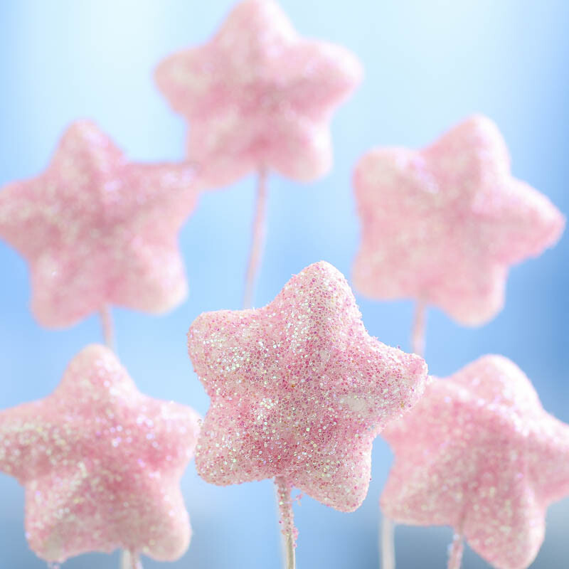 Individual Iridescent Pink Glittered Star