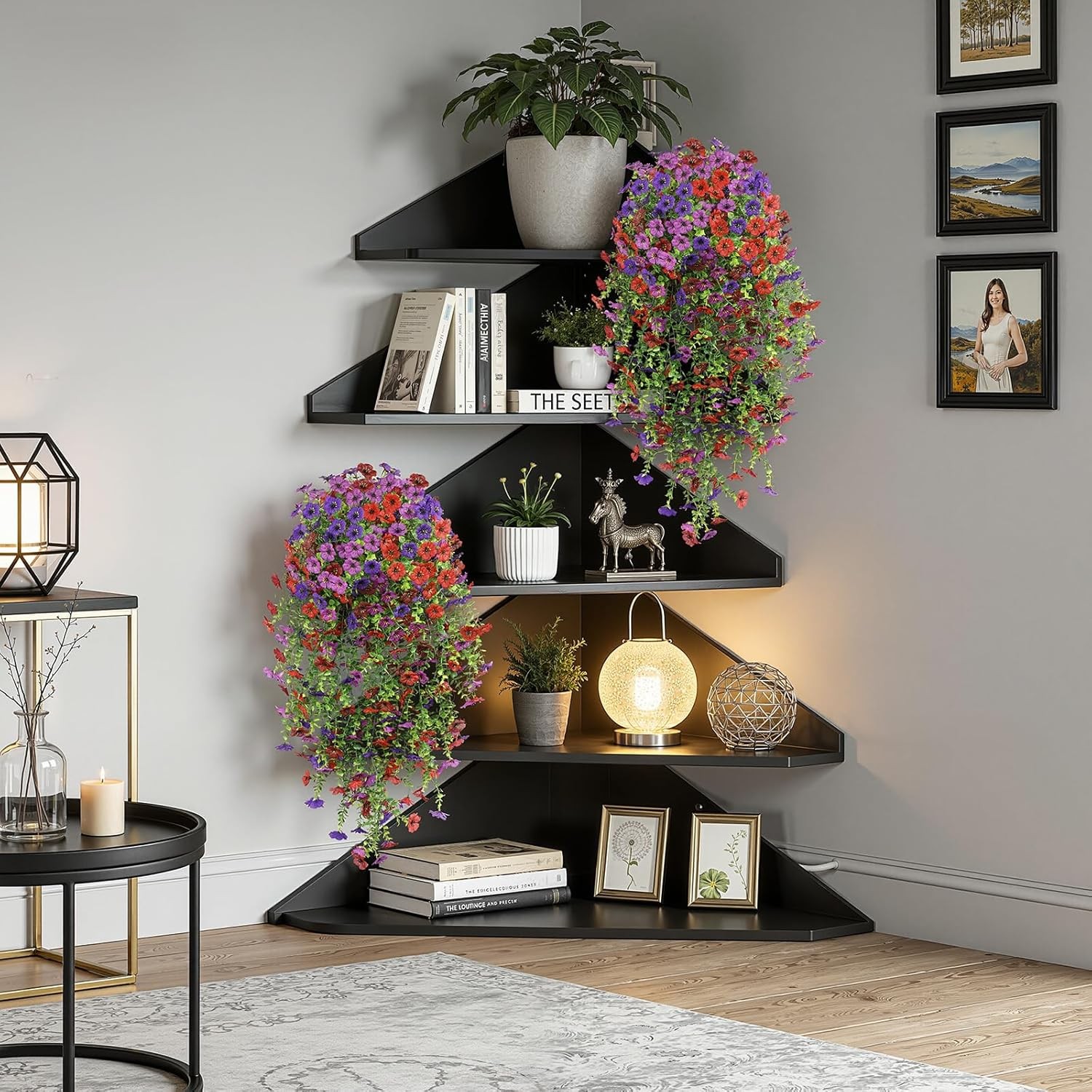 4PCS UV Resistant Fake Hanging Flowers Spring Decor Outdoor
