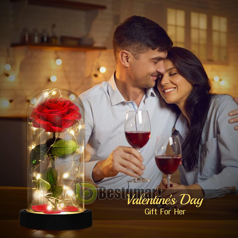 Eternal Rose Eternal Flower LED Glass Light Anniversaries Valentine Gift for Her