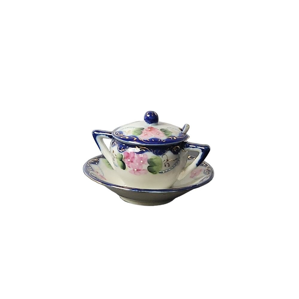 Vintage Japanese Mustard/Jam Pot with Lid and Spoon