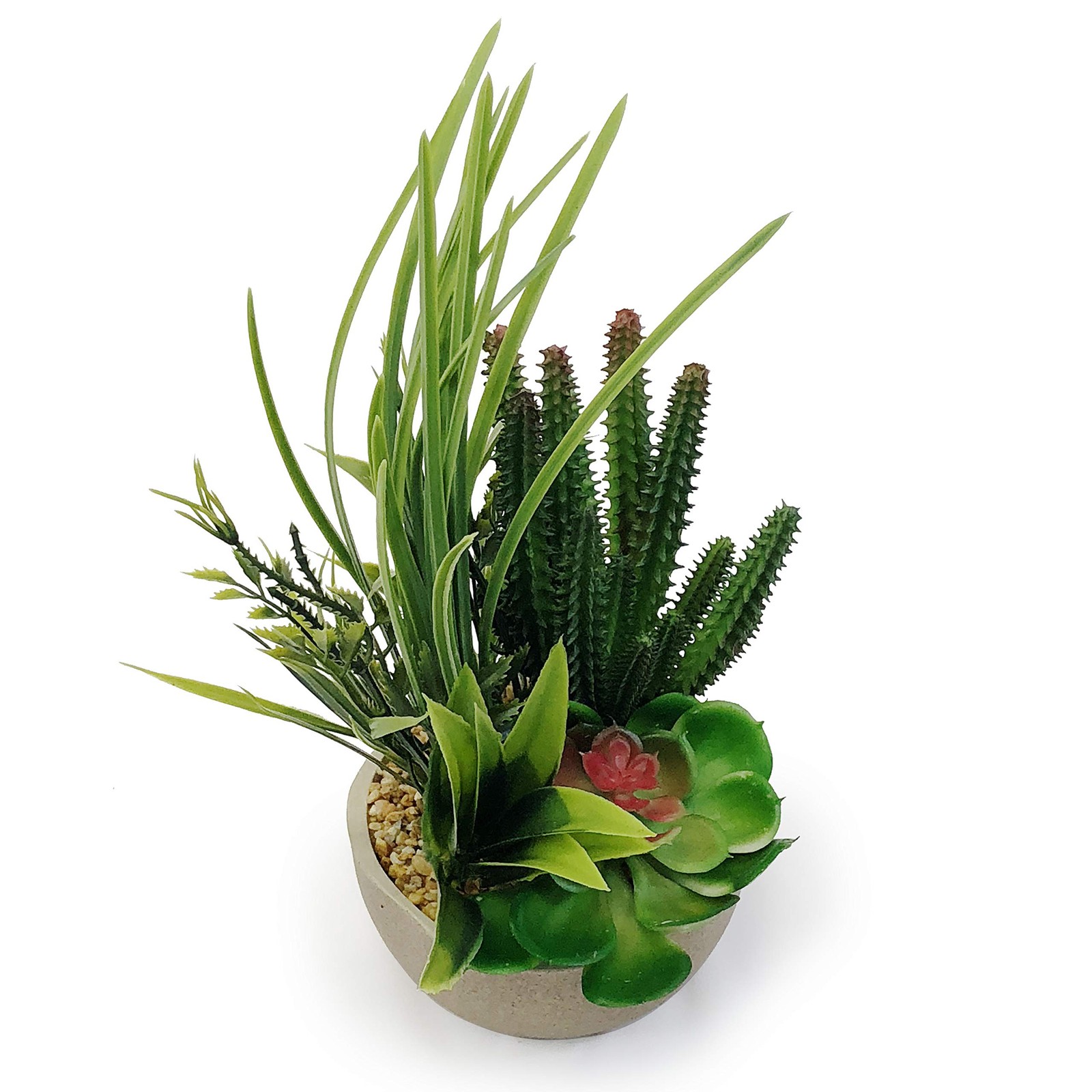 Small Desktop Artificial Combination Succulent Plant Group with Natural Clay Pot