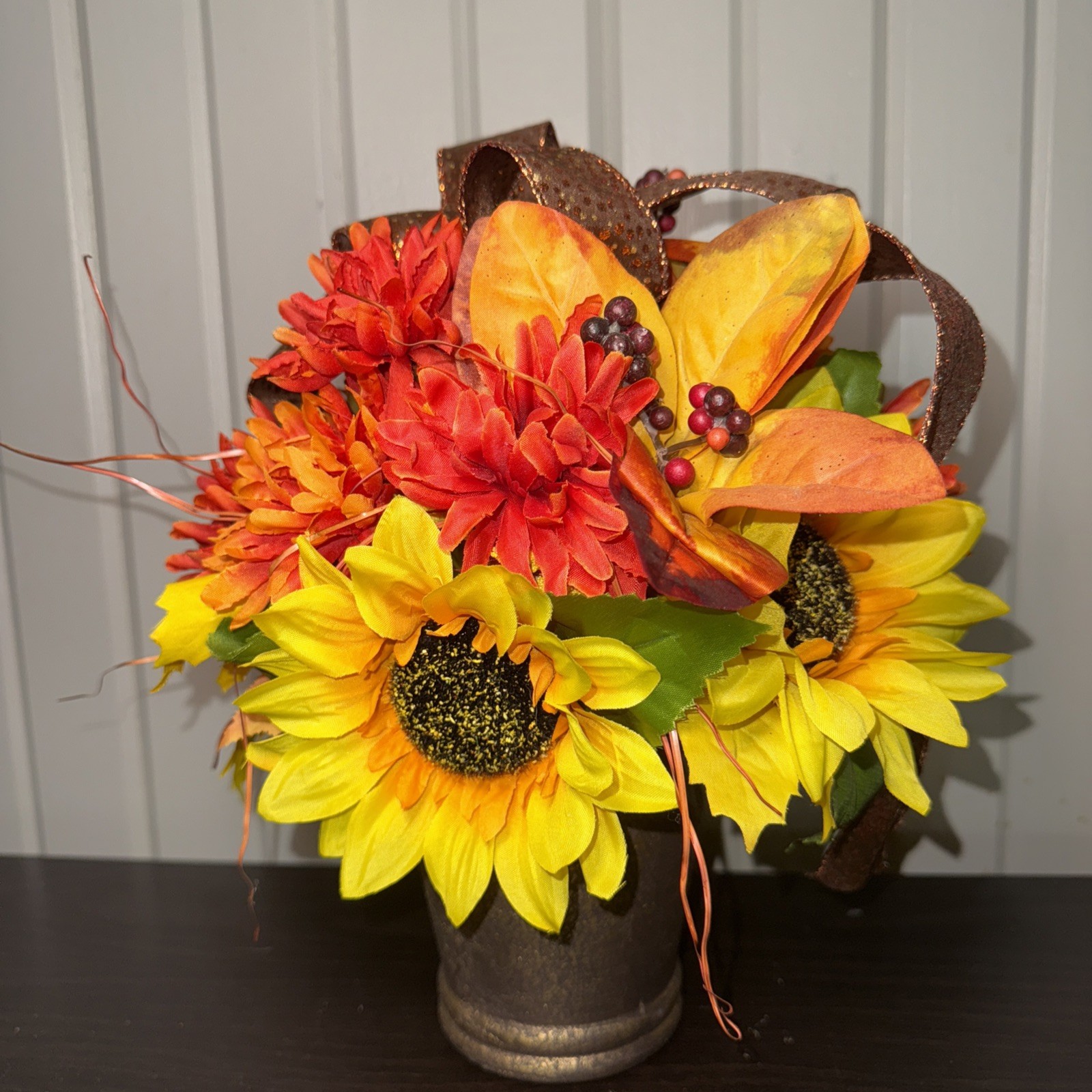 Fall Decor Table Piece Autumn Thanksgiving Artificial Floral Arrangement 12”