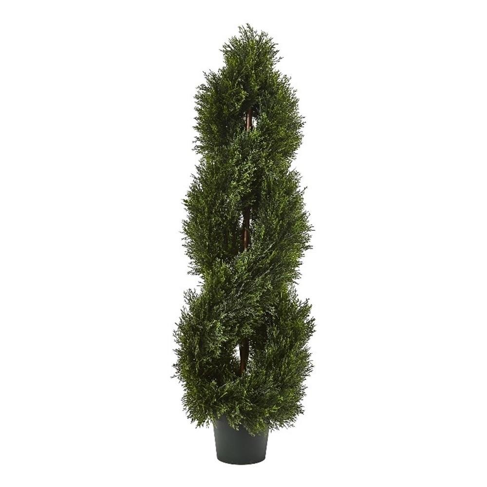 Pemberly Row 48″ Double Pond Cypress Spiral Topiary UV Resistant (1036 Leaves)