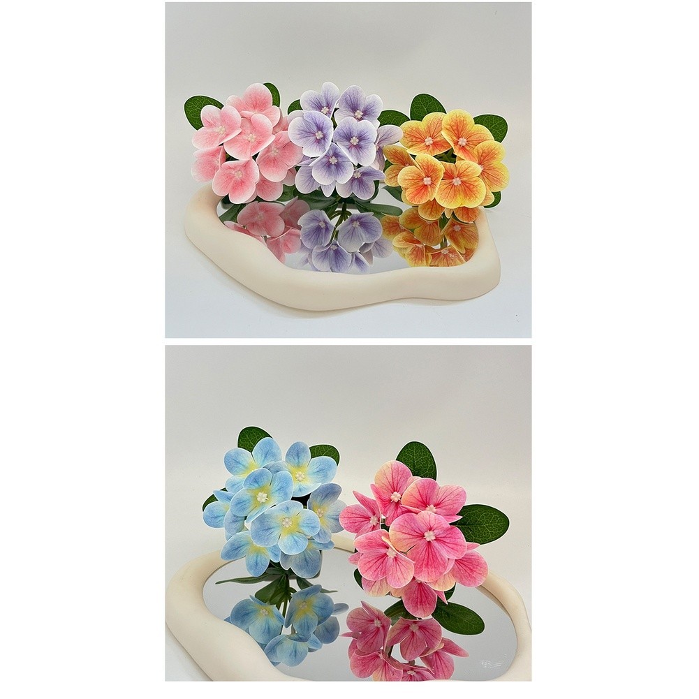 14cm Hydrangea Artificial Flower in Square Pot for Modern For Home Decor