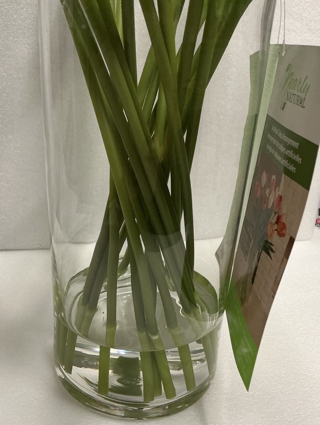 Nearly Natural Artificial Tulip Flower Arrangement Glass Vase