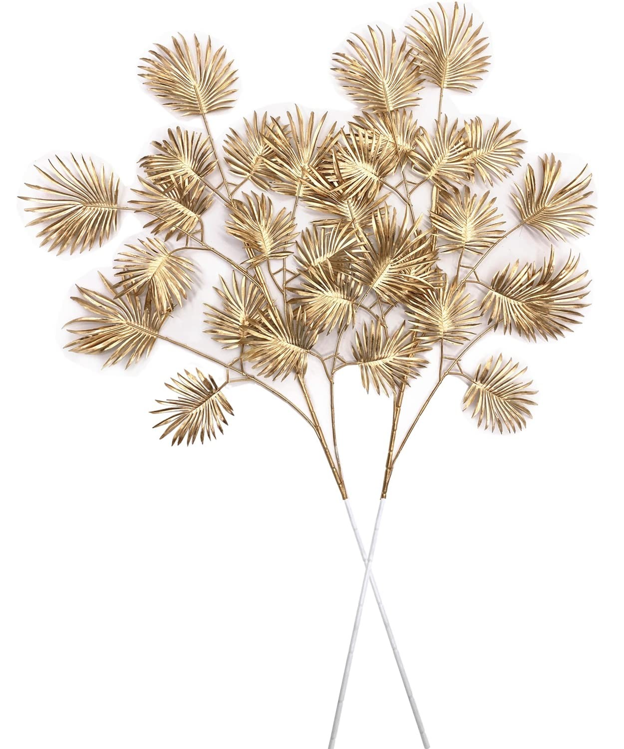 Artificial Golden Plants for Christmas Decor, Tall 30 Inch Faux Palm Leaves P…
