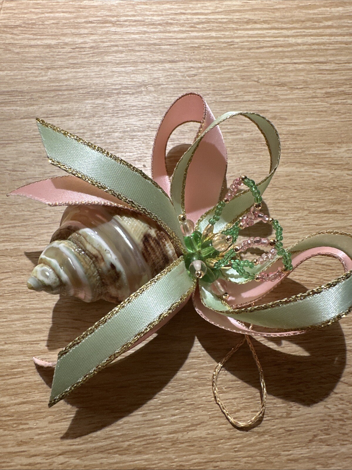Vintage Conch Seashell Ribbon Corsage Bouquet Decor Beach Wedding Dance Pastel