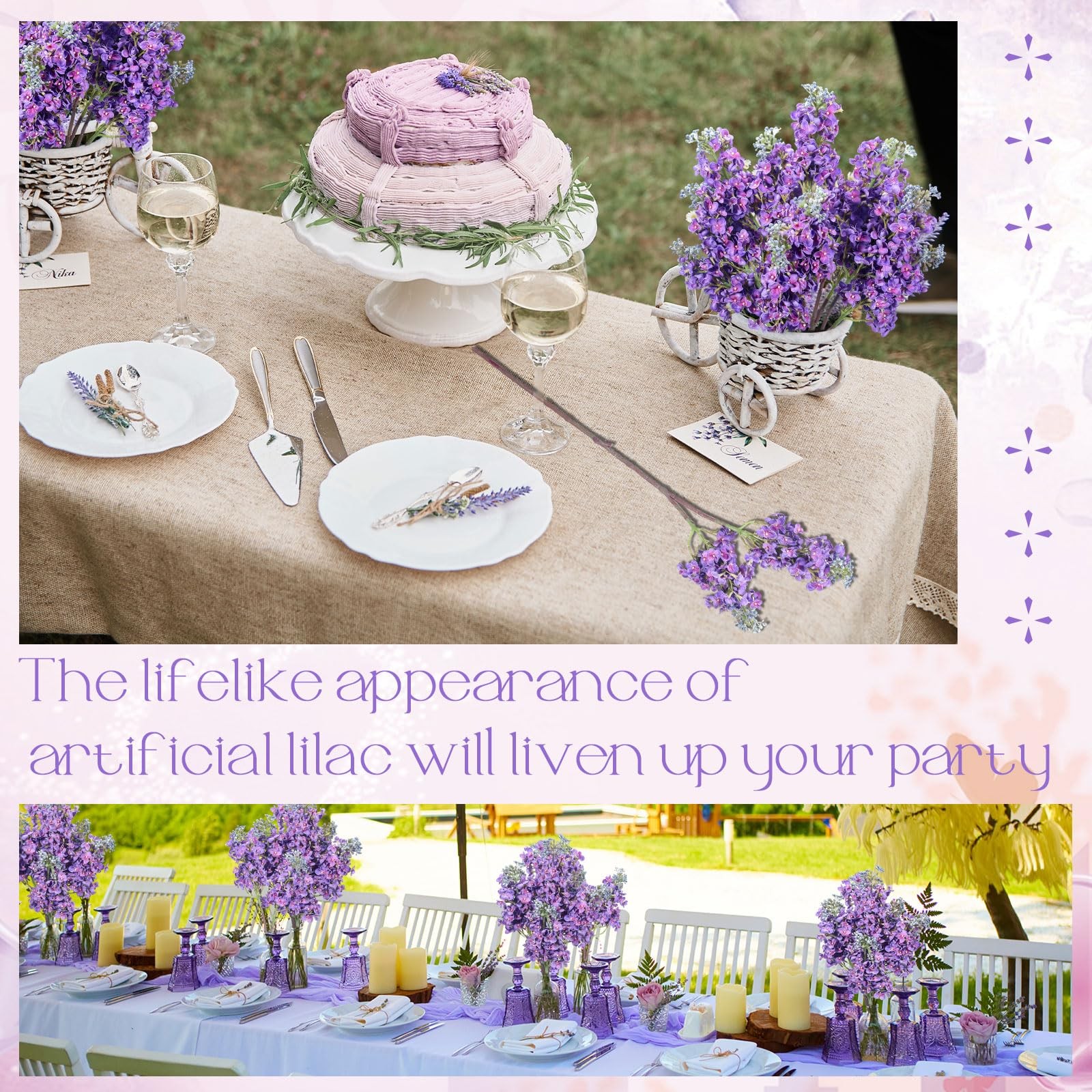 Thiccywoov 6 Pcs 25 Artificial Lilac Flowers Fake Delphinium Antirrhinum Stem…