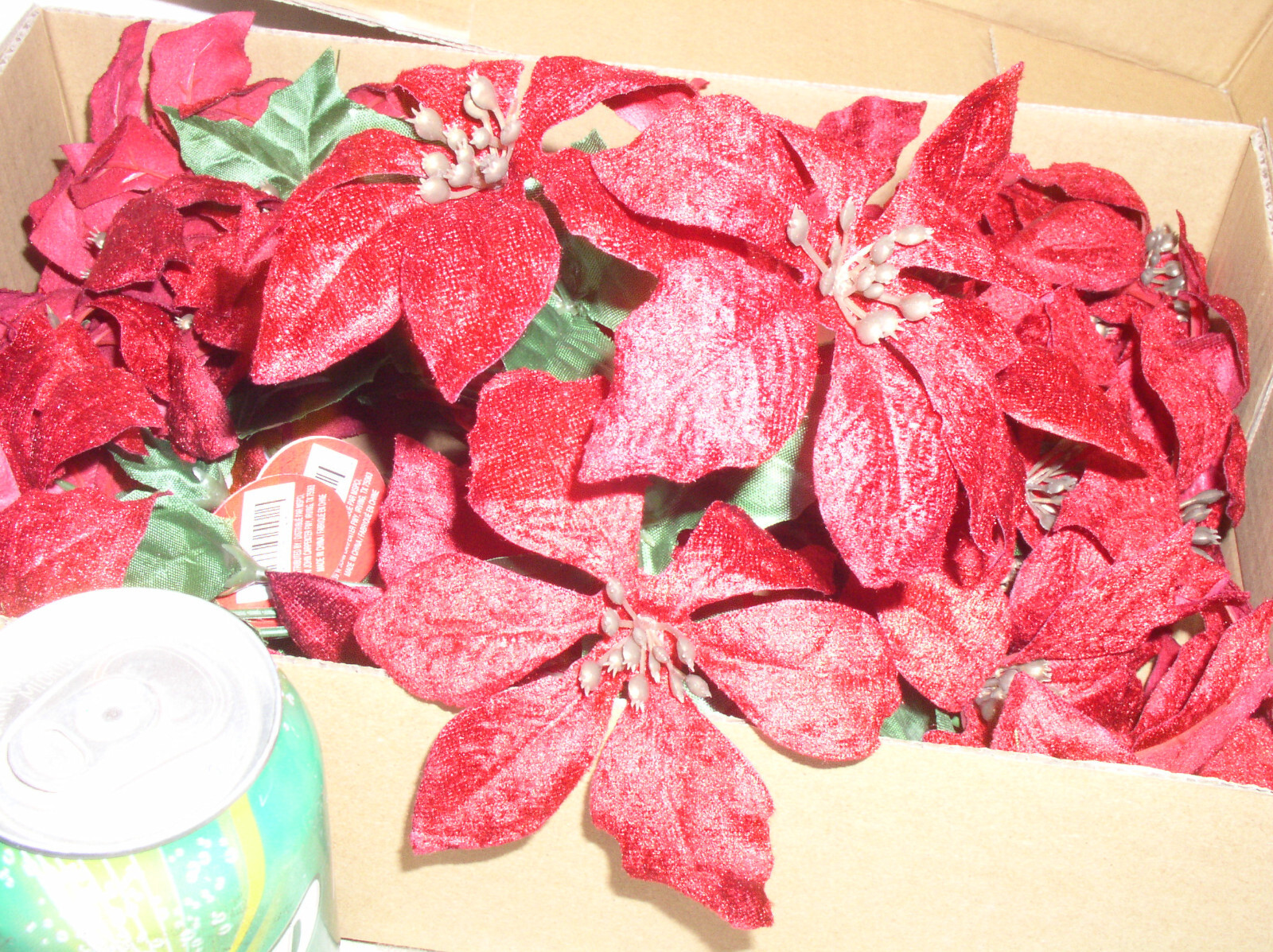 12 ASHLAND CHRISTMAS 9 INCH DARK RED POINSETTIA 4 STEM BUSH SILK FLOWER 756035