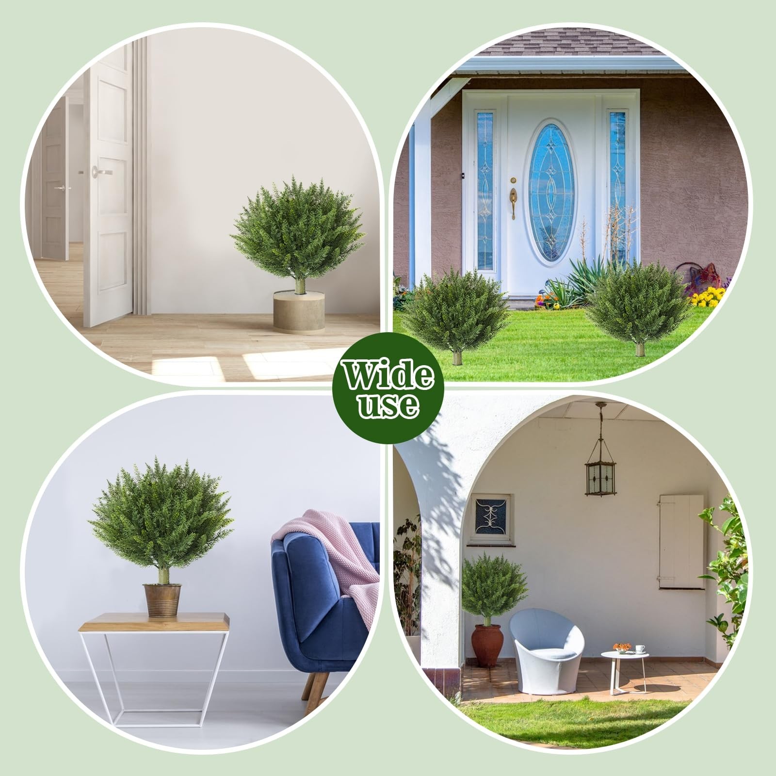 Set of 2 Artificial Cypress Topiary Shrubs, 20″ UV-Resistant Outdoor Plants