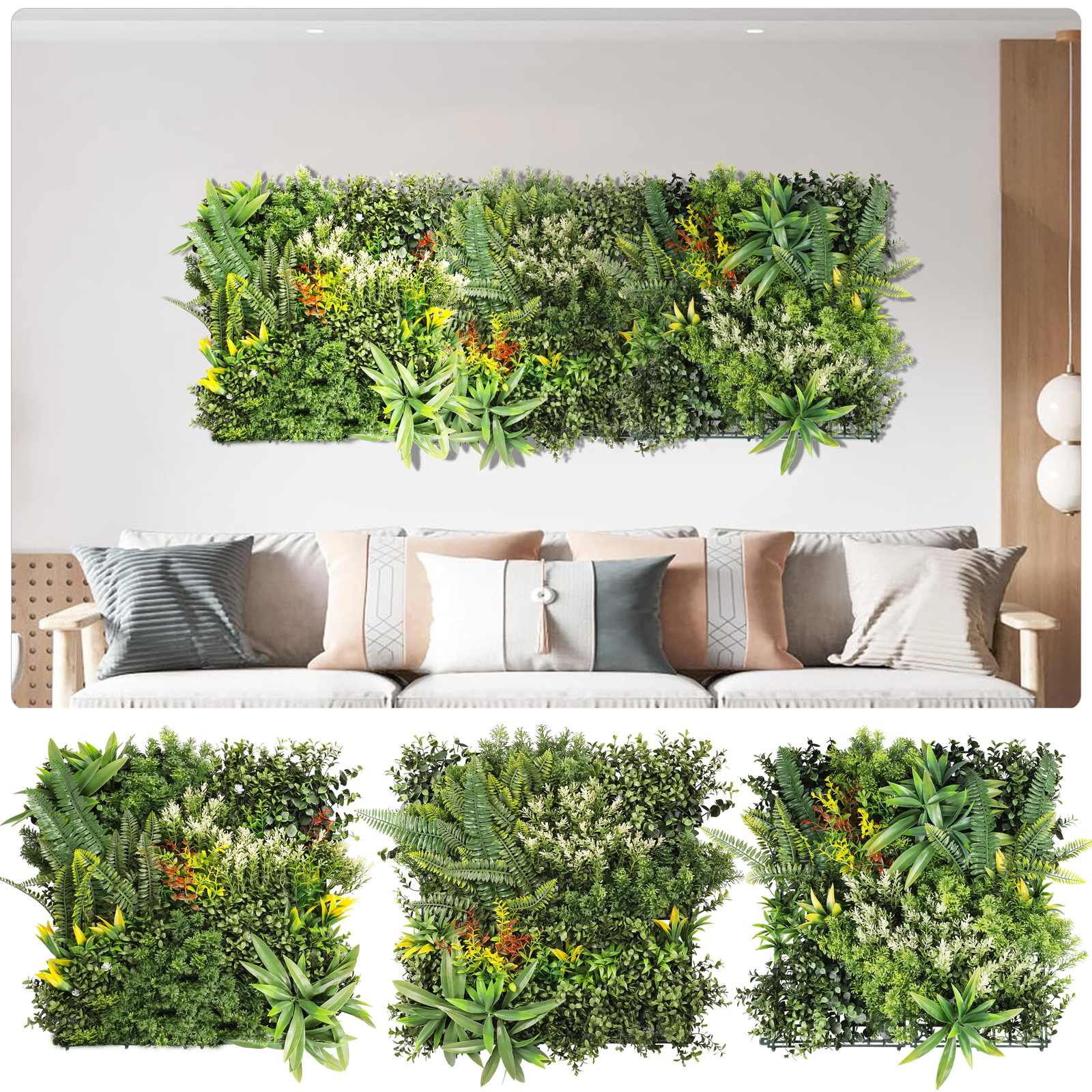 20″ Artificial Faux 3D Mix Leaf Privacy Fence Screen Decor Panel 3Packs of 1Set