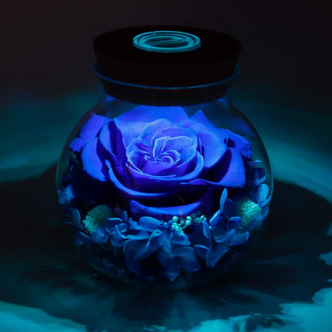 Preserved Real Roses With Colorful Mood Light Wishing Bottle Eternal Rosenever