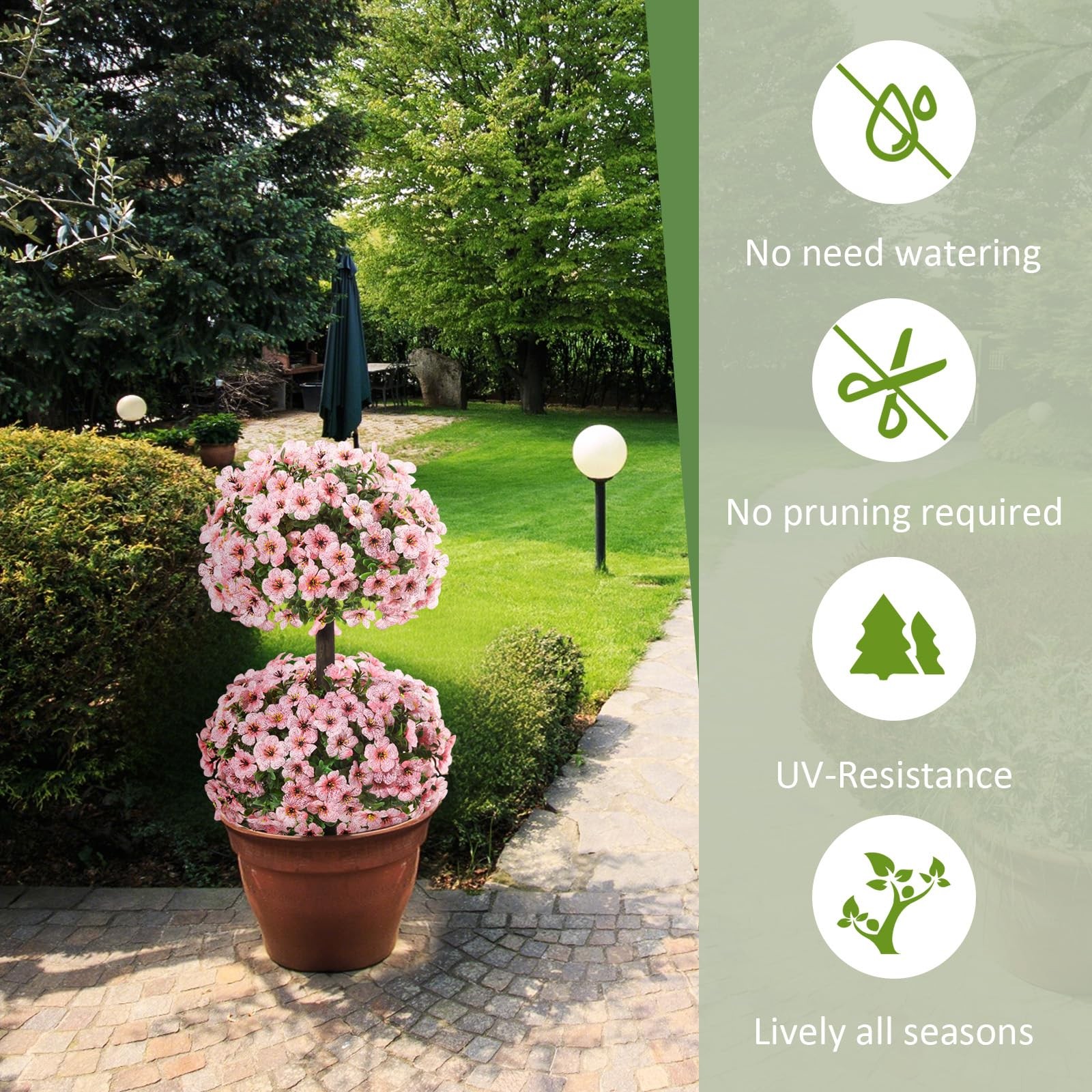 28 Inch Set of 2 Artificial Flowers Topiary Tree Double Boxwood with Spikes f…