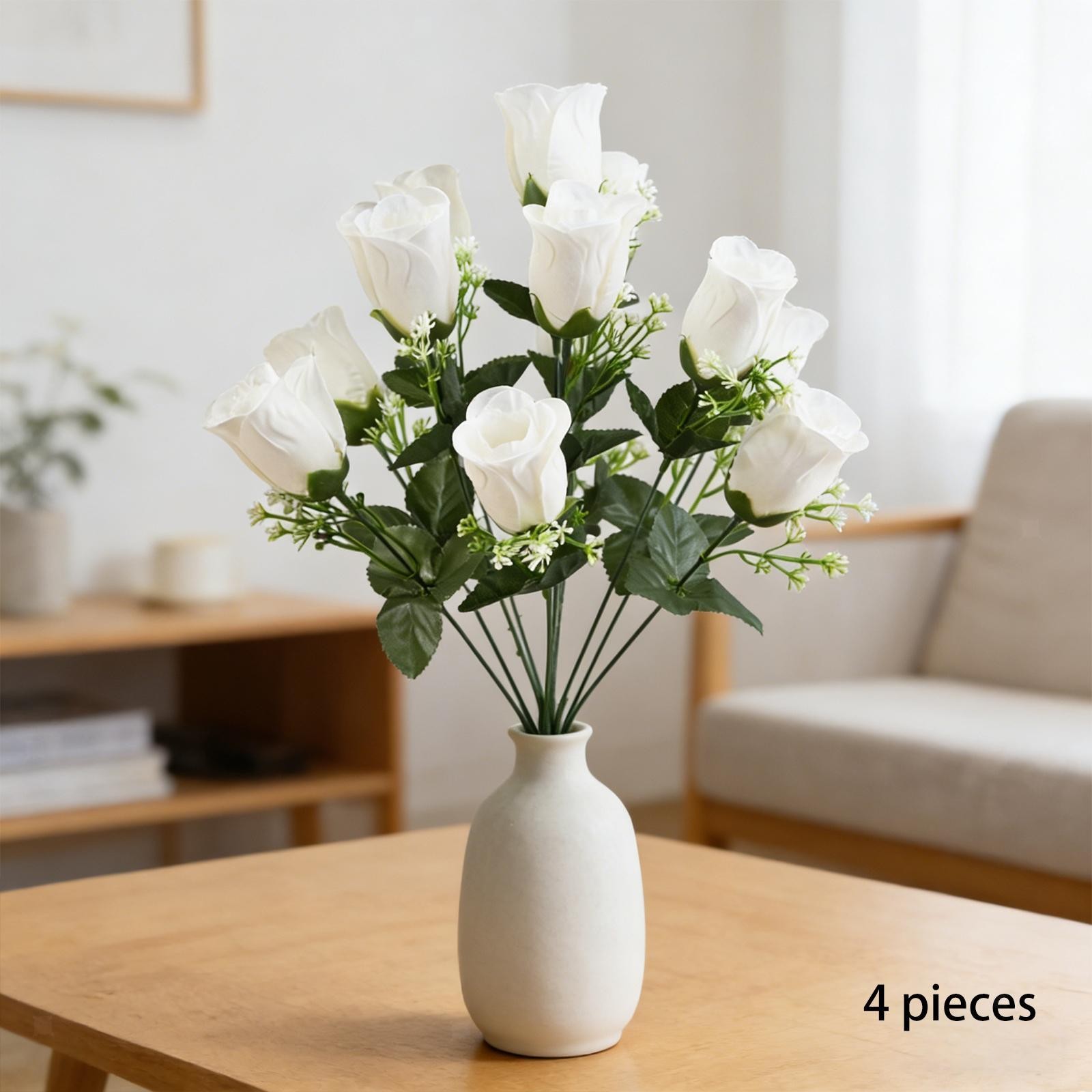 4 Pieces Artificial Rose Flowers DIY Simulation Flower for Home Indoor Party