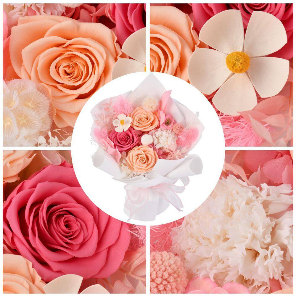 12.59-Inch Pink Artificial Preserved Rose Bouquet-Includes Gift Box and Greeting