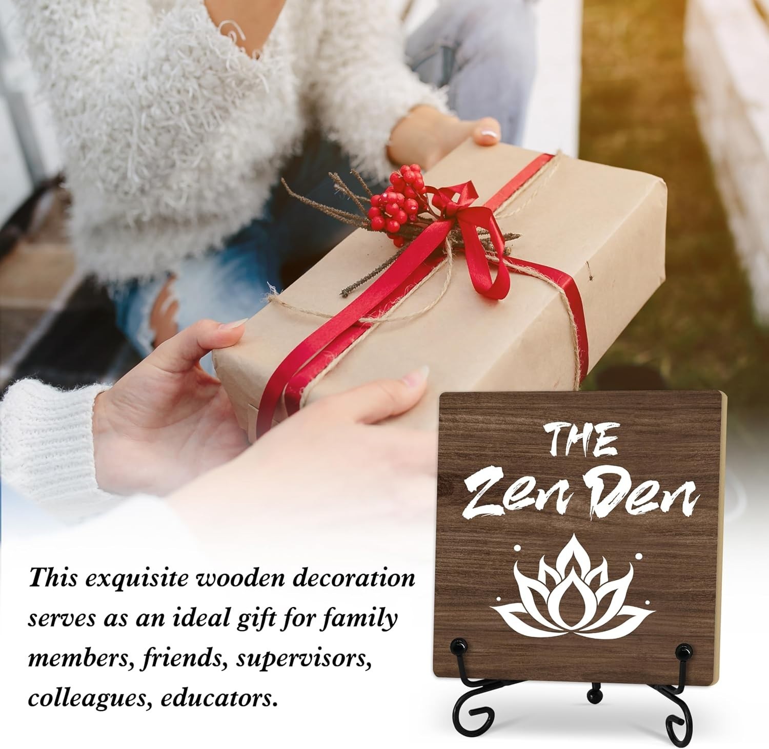 Zen Quote Wooden Desk Decor Inspirational Gift Tabletop Sign