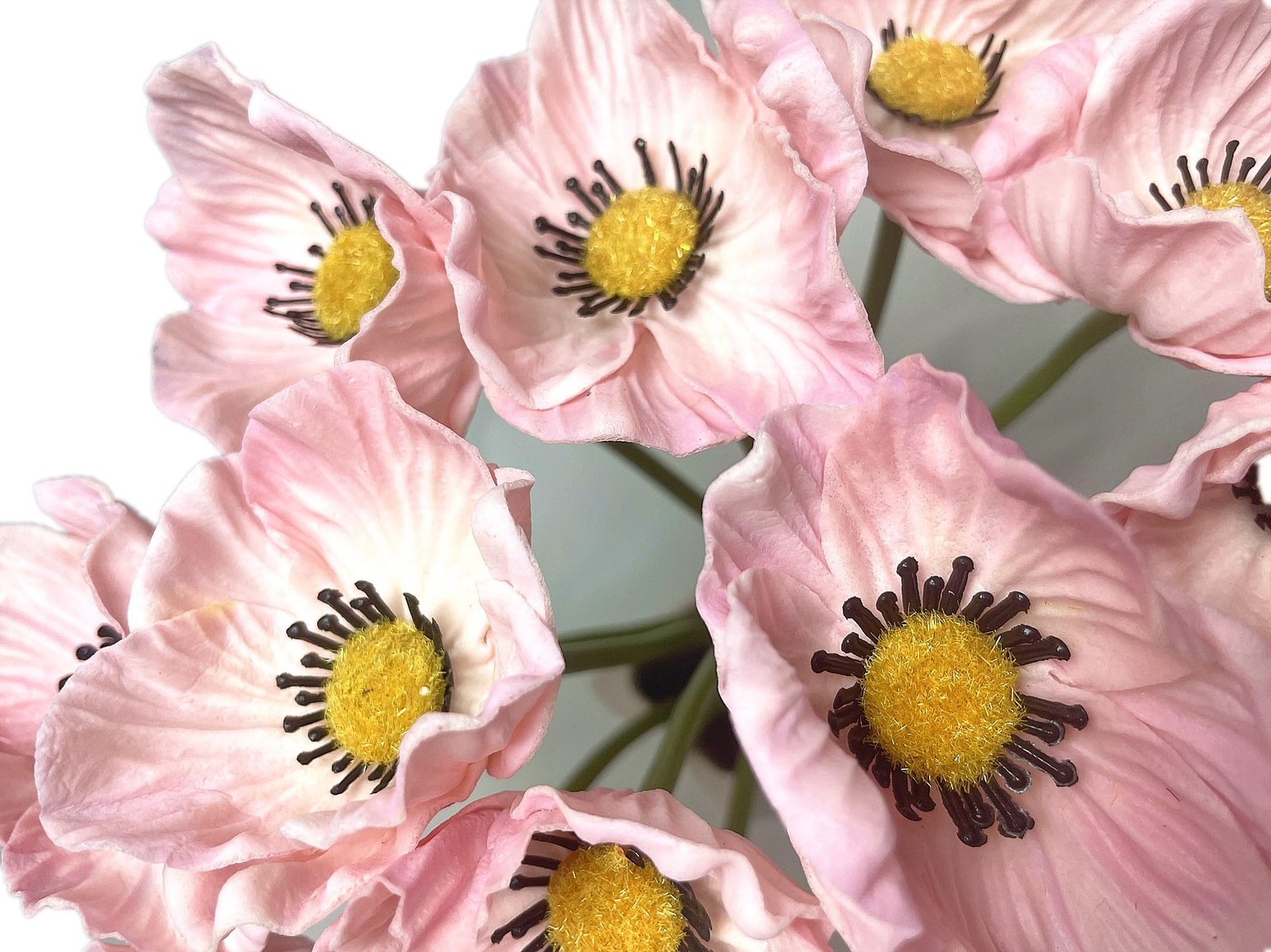 12 Stems Artificial Poppies Real Touch PU Fake Latex Flowers for Wedding Holi…