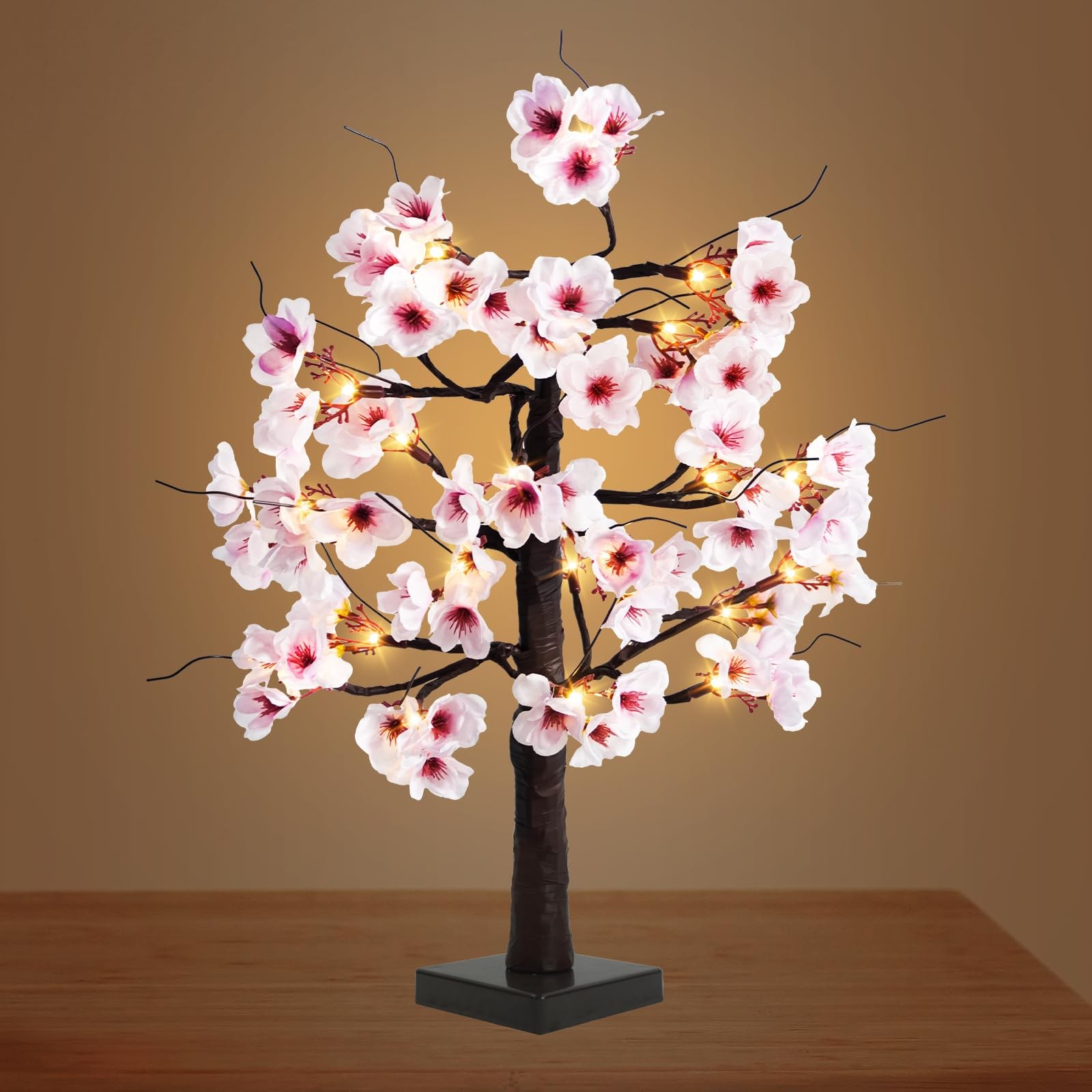 24IN Lighted Cherry Blossom Tree 24 Warm White LED Tabletop Artifical Bonsai …