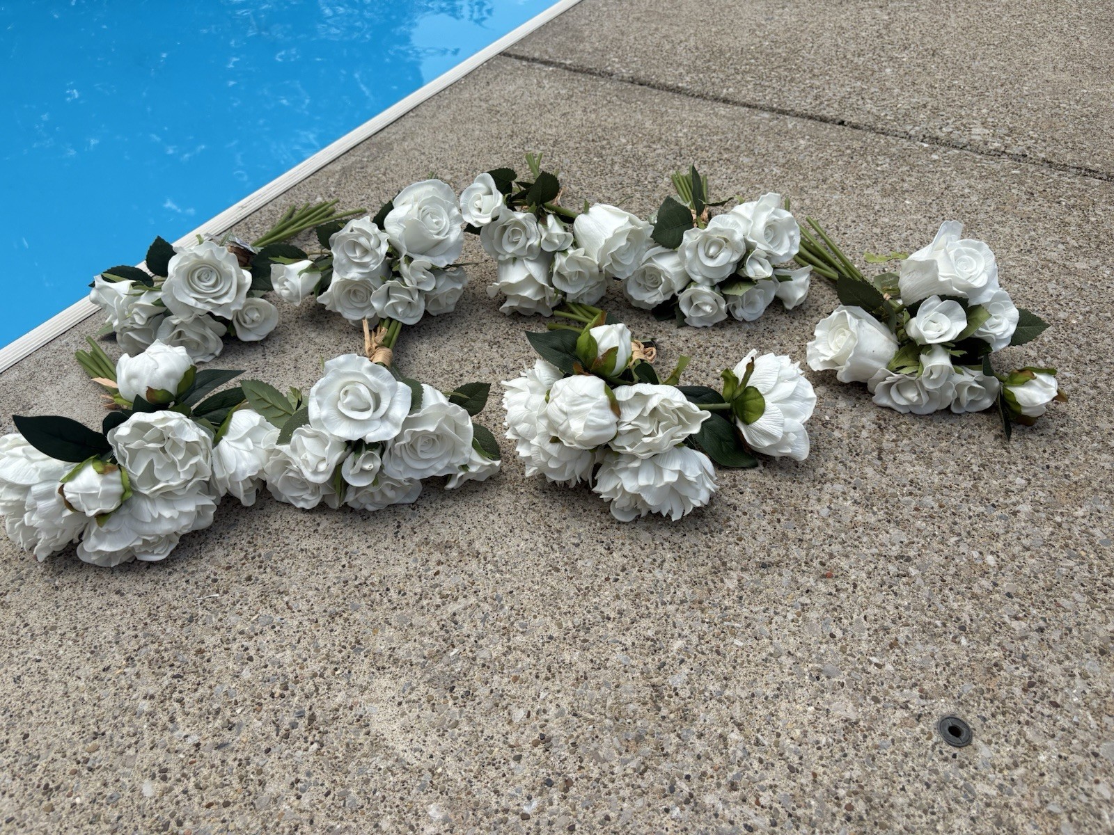 Roses Peony White Real Touch Artificial Flowers with Stems 8 Bouquets 56pc