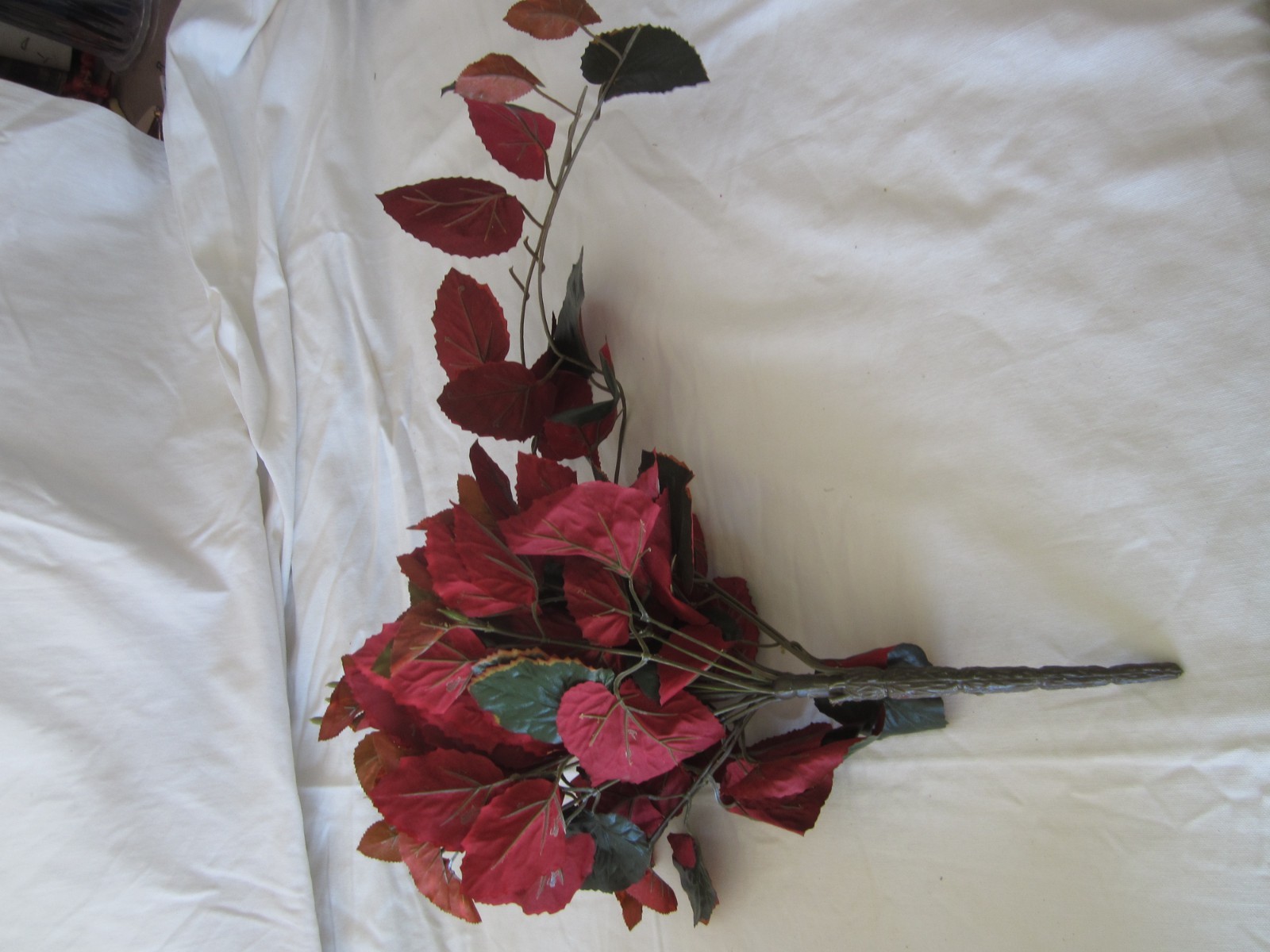 Lot of RED & GREEN Artificial Floral BUSH LEAVES Tree Branches Greenery Decor