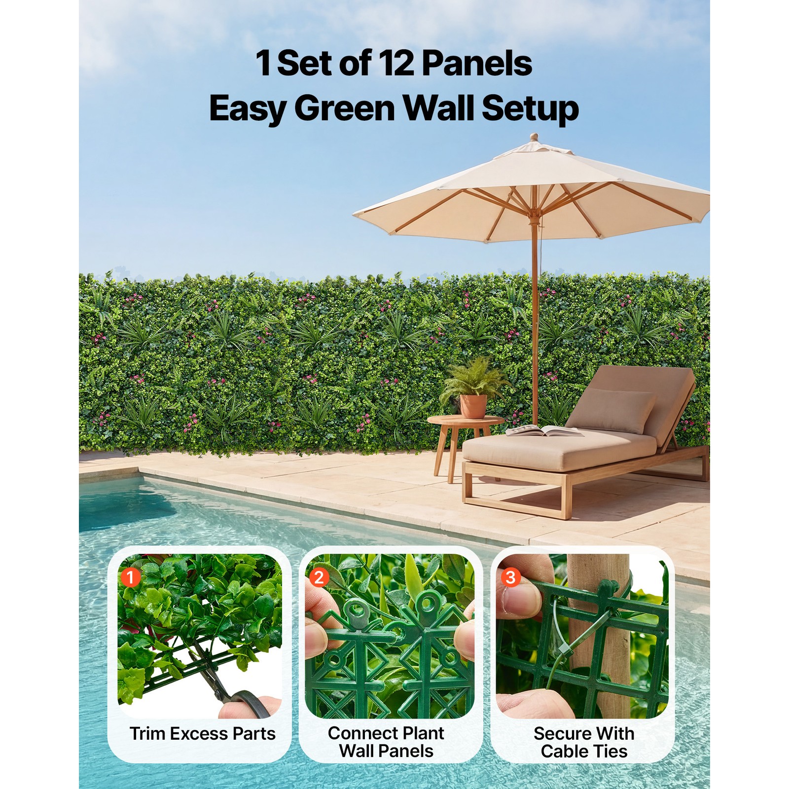 Uimoso Artificial Plant Wall Panels 16PCS 20 x 20 in Greenery Backdrop Decor