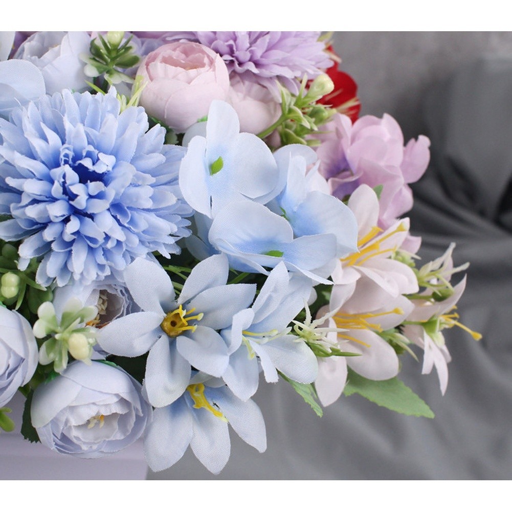 Nordic Style Silk Hydrangea Bouquet 7 Head for Wedding Arch Shelf Mantel Decor