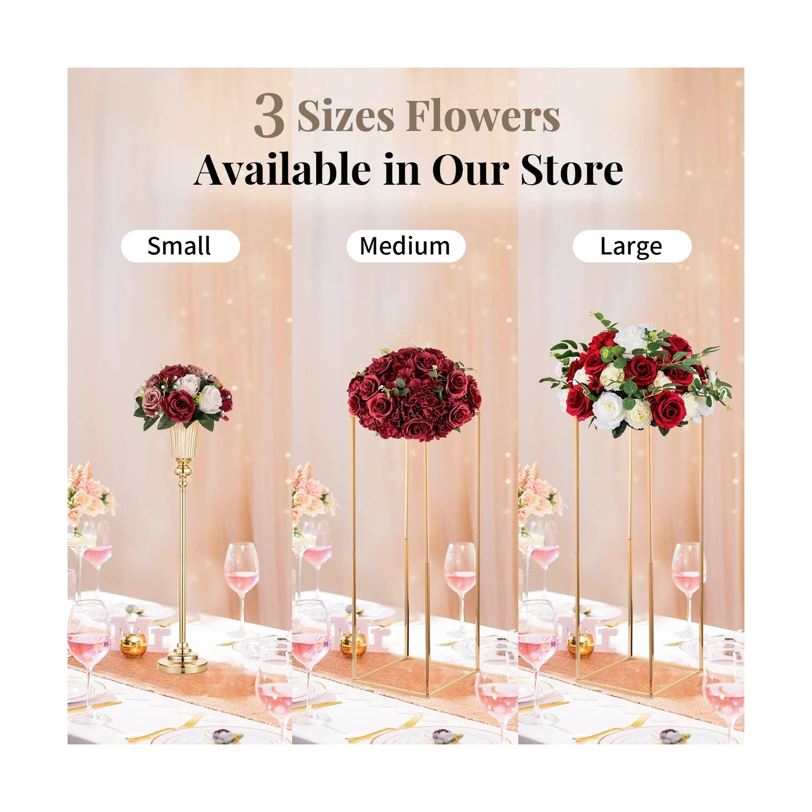 Nuptio Artificial Flower Centrepieces for Tables – 6 Pcs Burgundy & Dusty Ros…